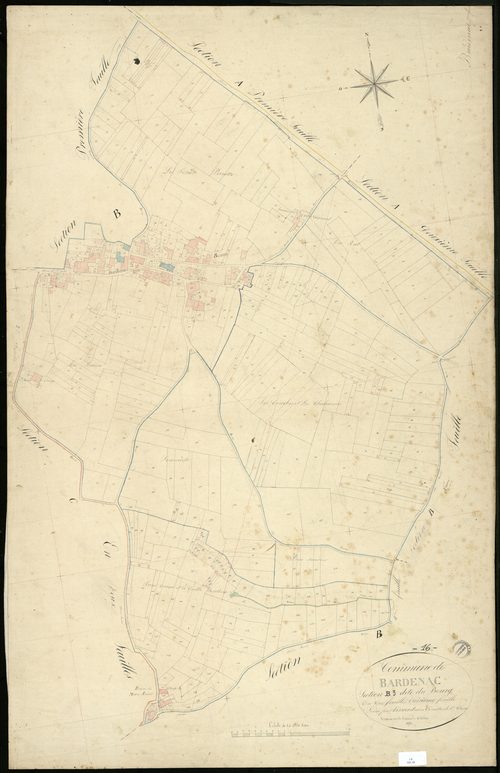 Bardenac - 3 P 29/8 - Section B dite du Bourg. Feuille 3.  | 1835
