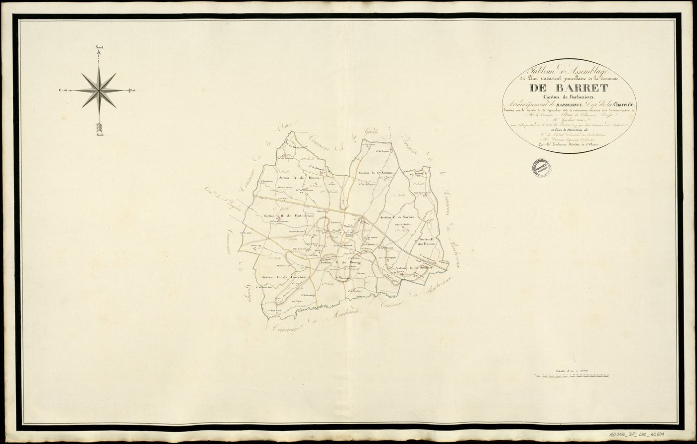 Barret - 3 P 30/AC1 - Tableau d'assemblage  | 1813