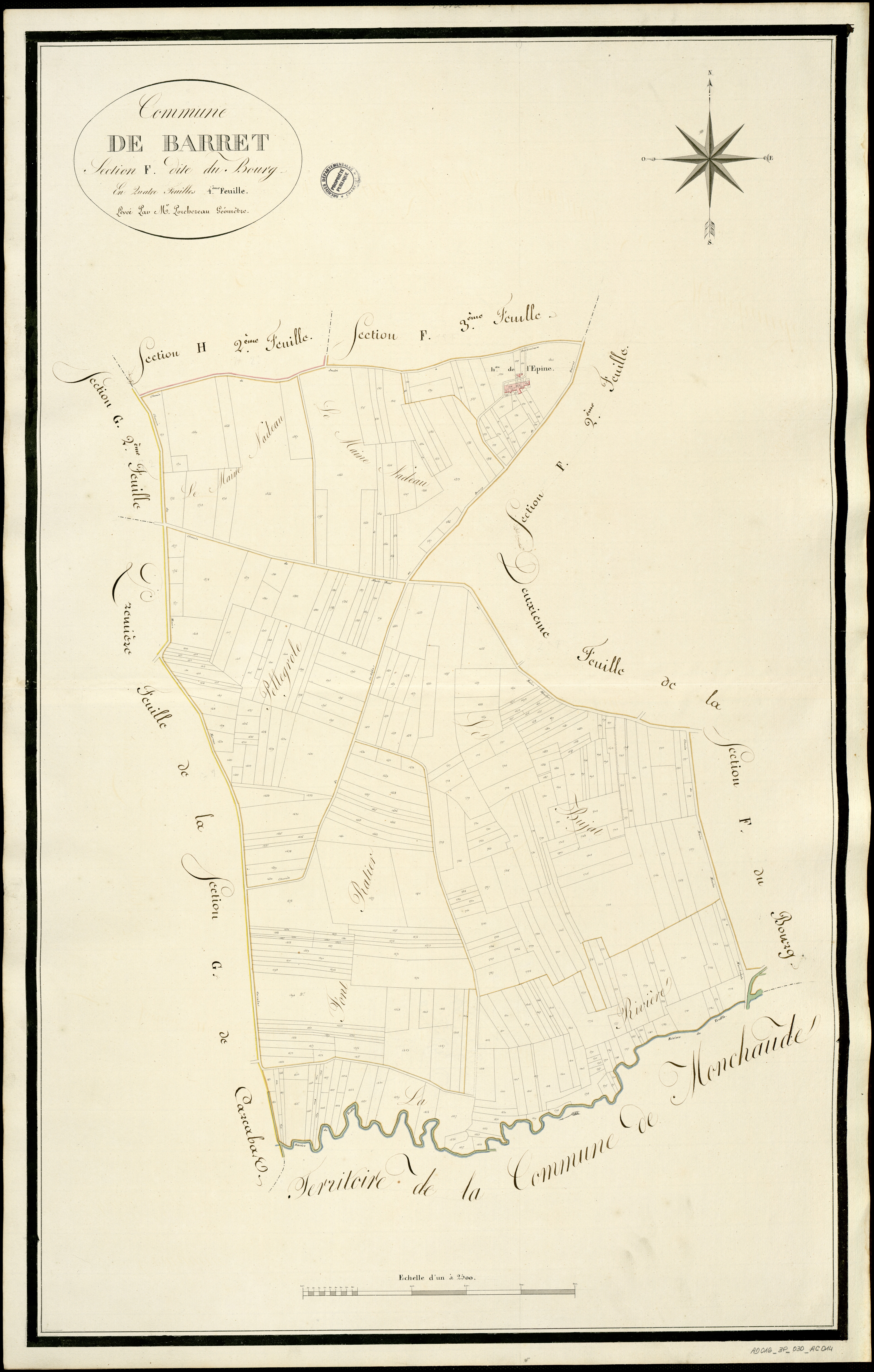 Barret - 3 P 30/AC14 - Section F dite du Bourg  | 1813