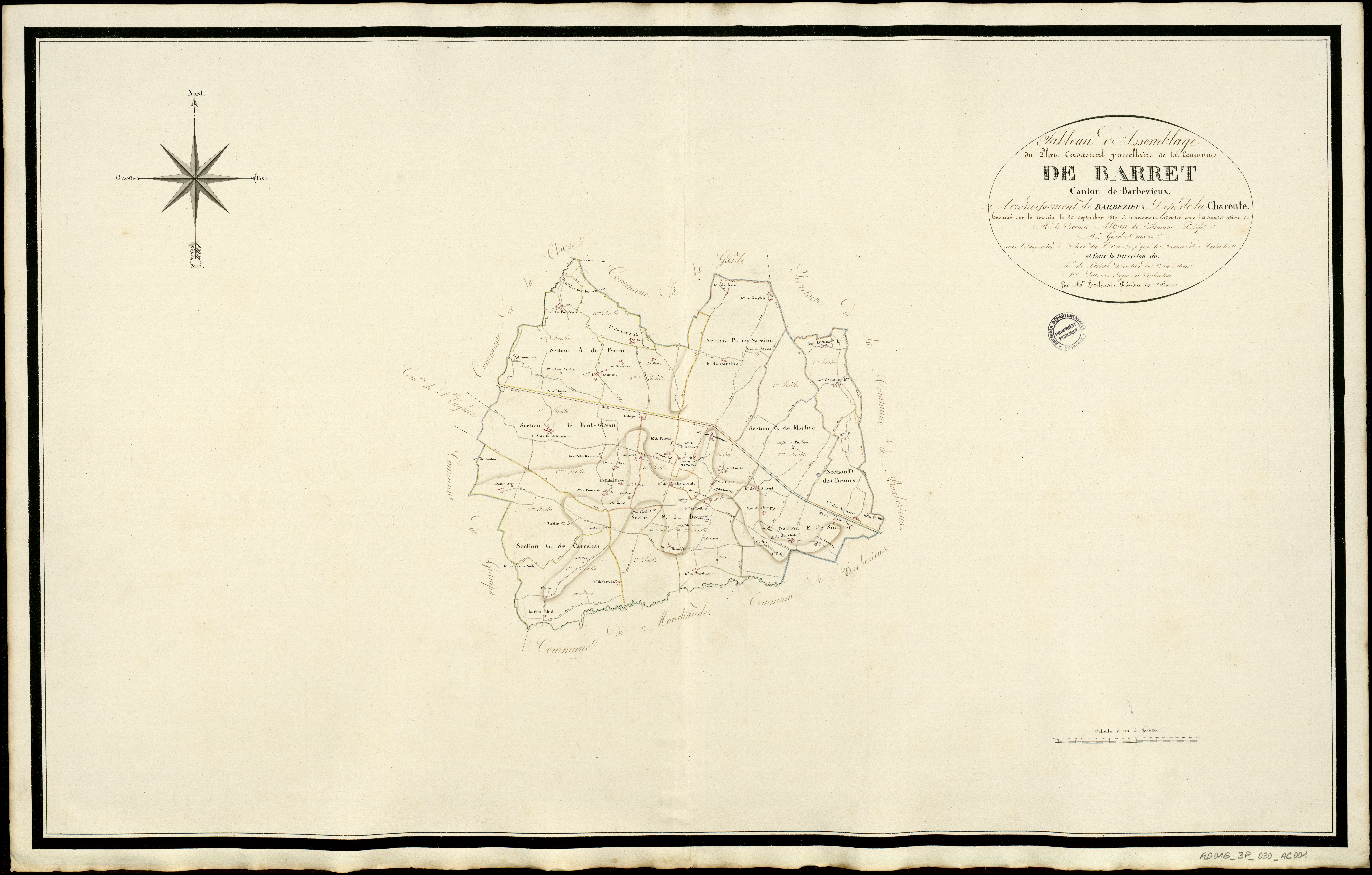 Barret - 3 P 30/AC1 - Tableau d'assemblage  | 1813