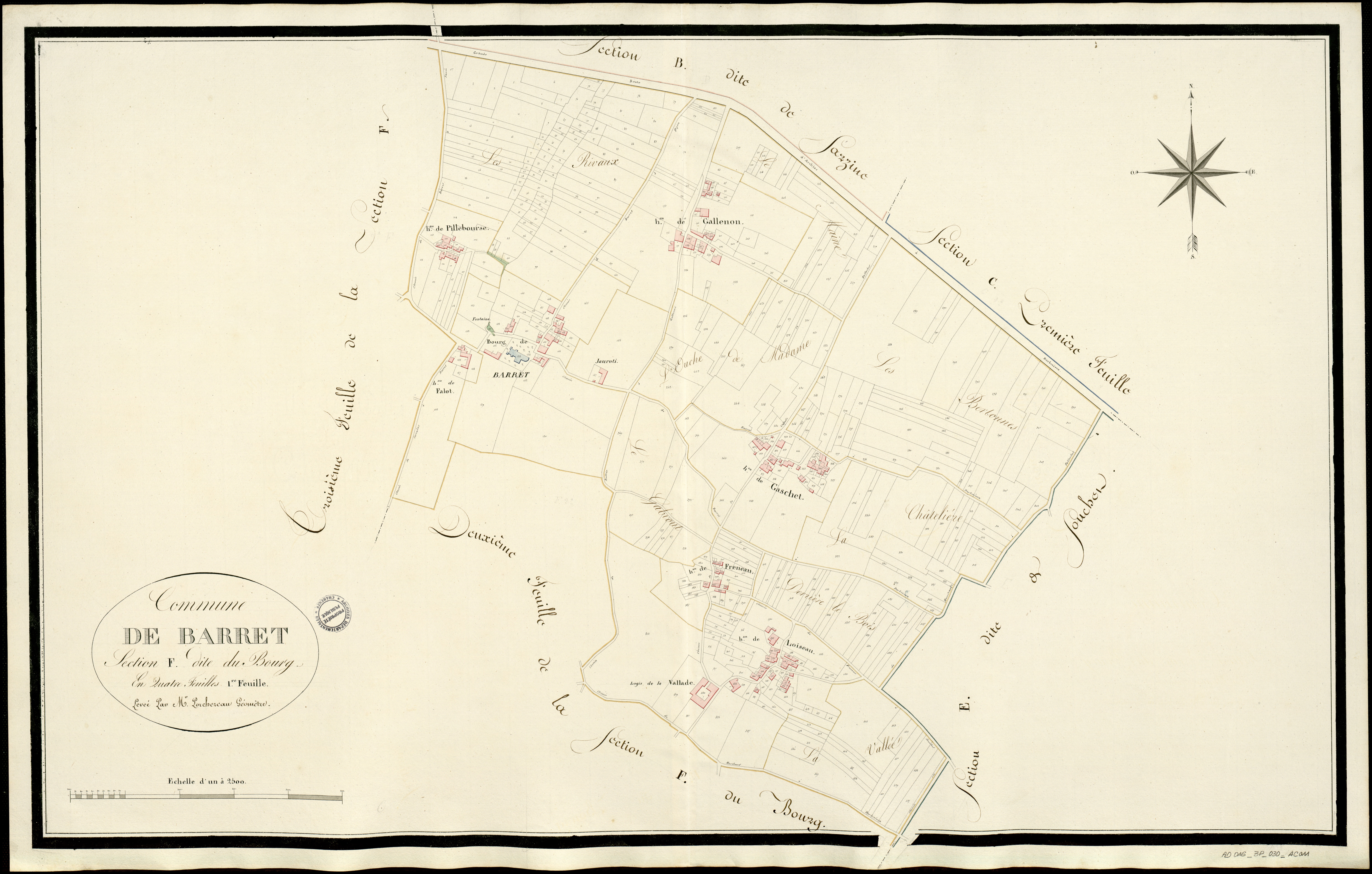 Barret - 3 P 30/AC11 - Section F dite du Bourg  | 1813