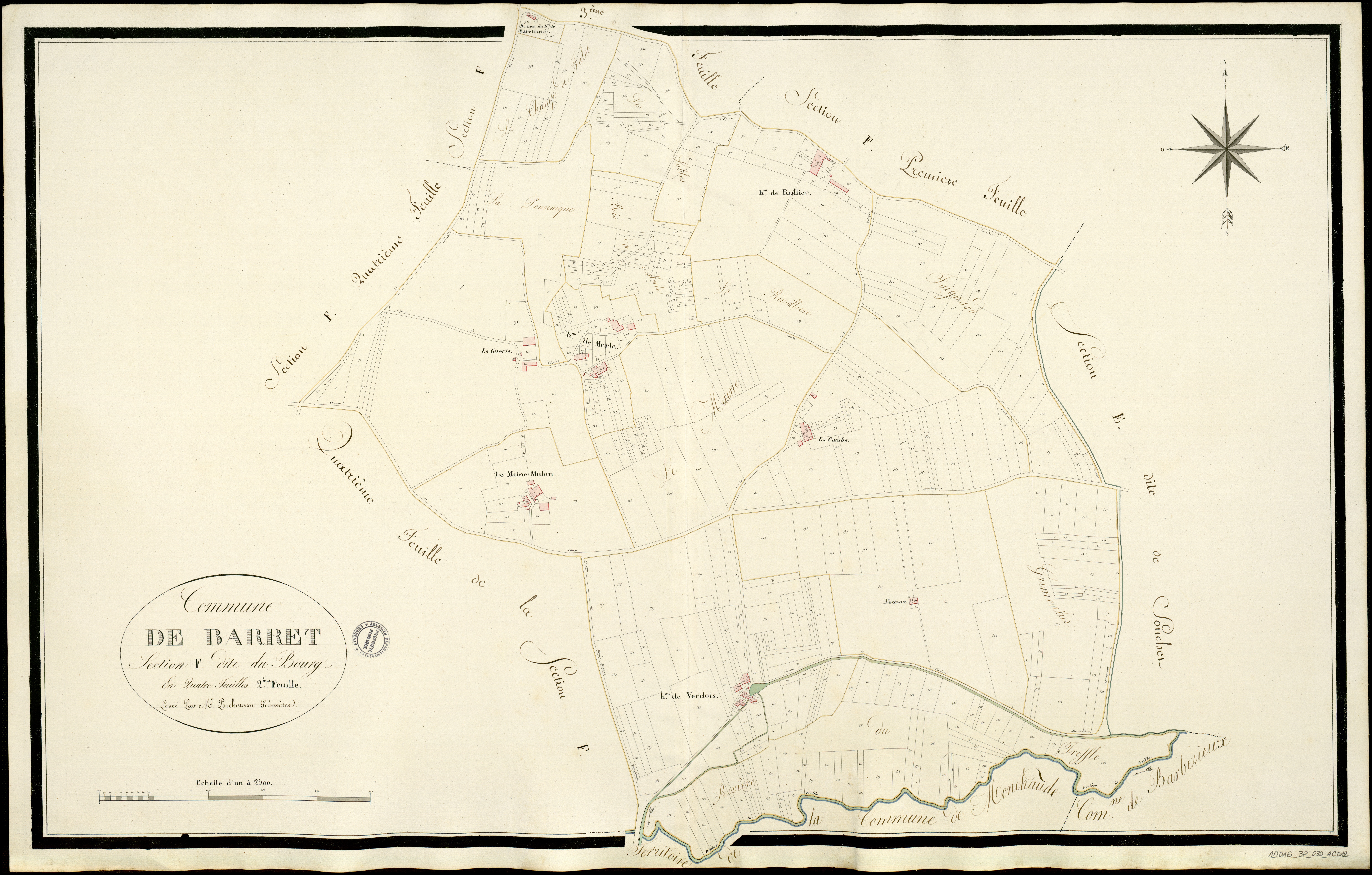 Barret - 3 P 30/AC12 - Section F dite du Bourg  | 1813