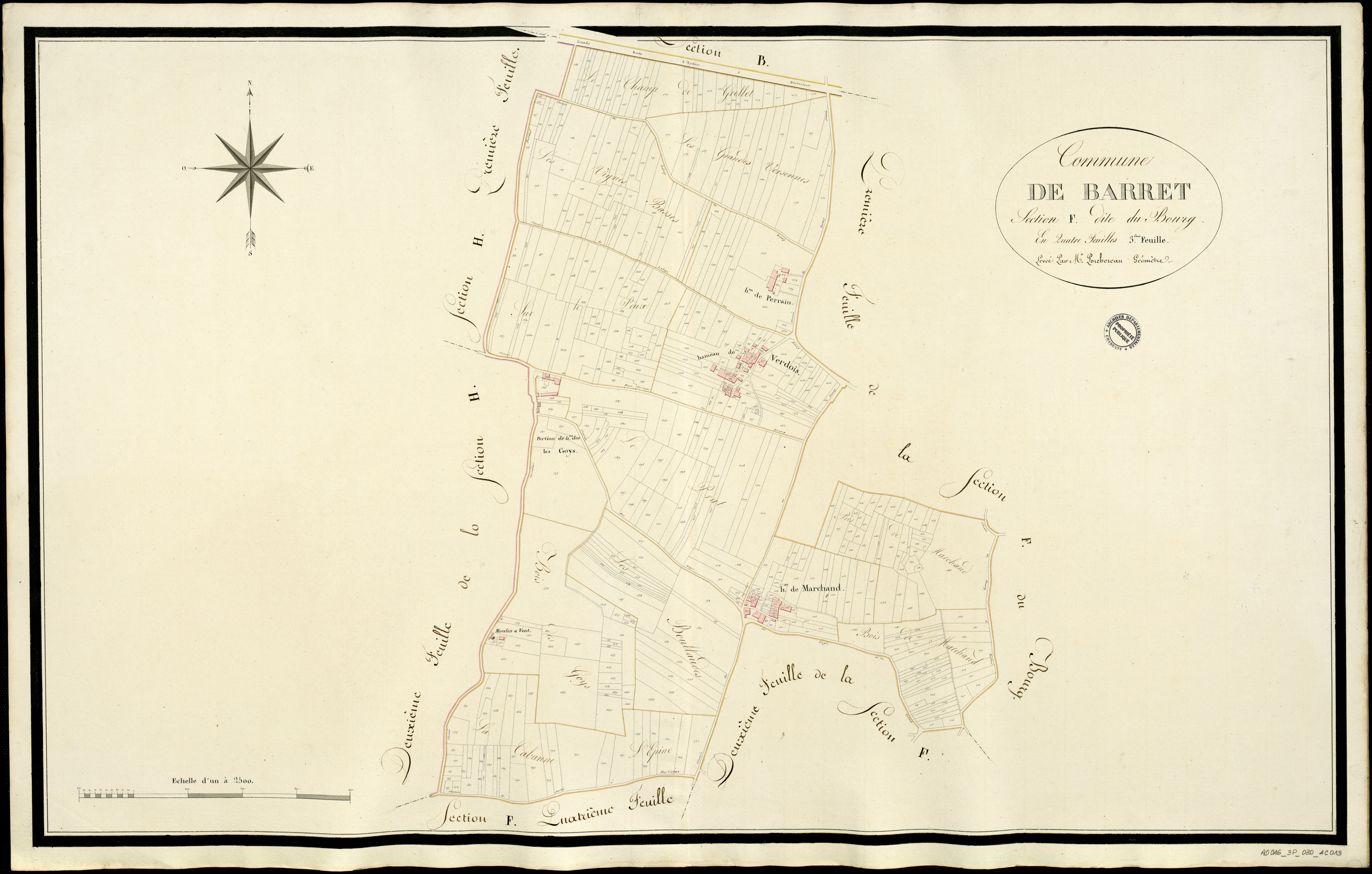 Barret - 3 P 30/AC13 - Section F dite du Bourg  | 1813