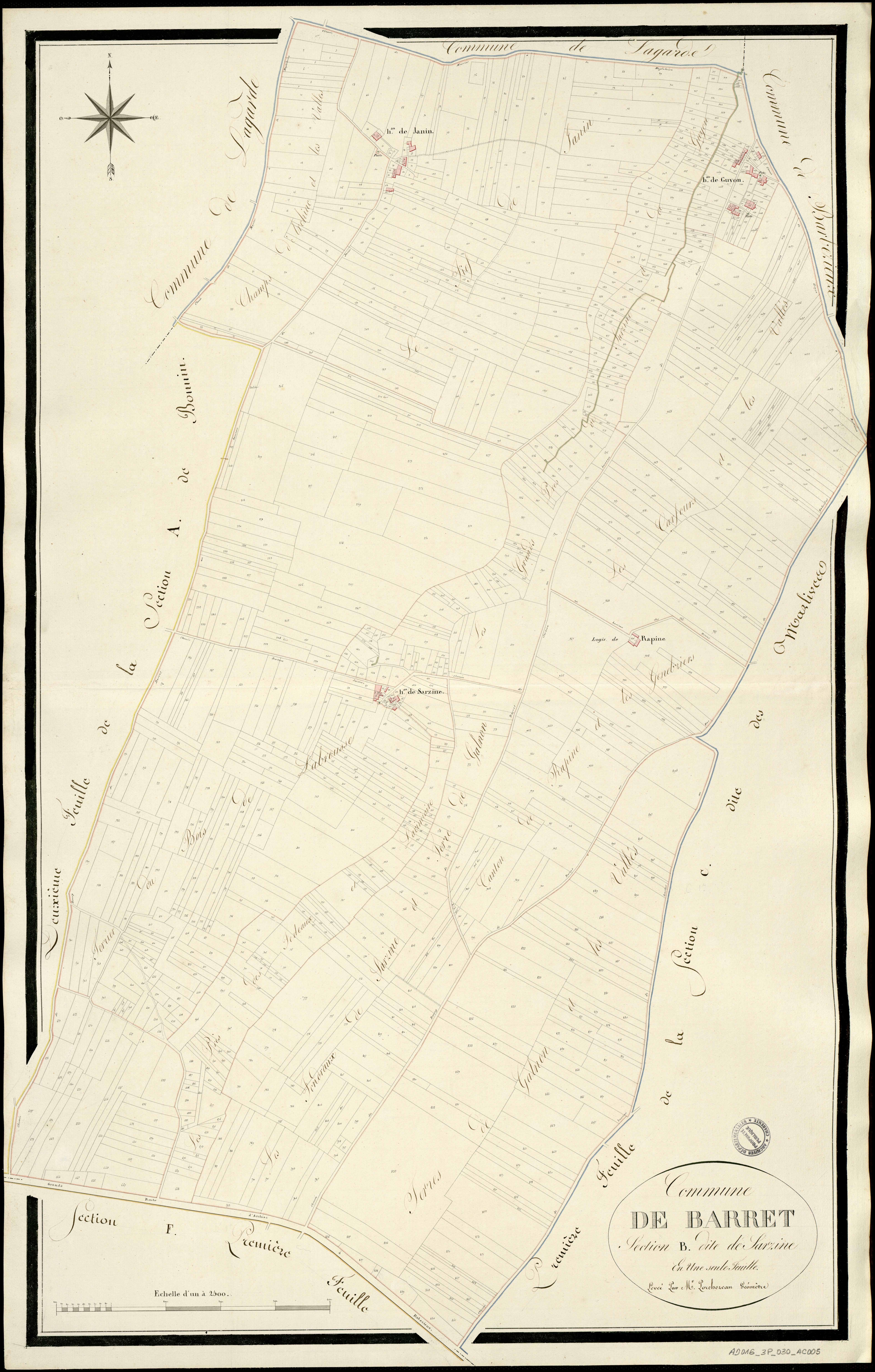 Barret - 3 P 30/AC5 - Section B dite de Sarzine  | 1813