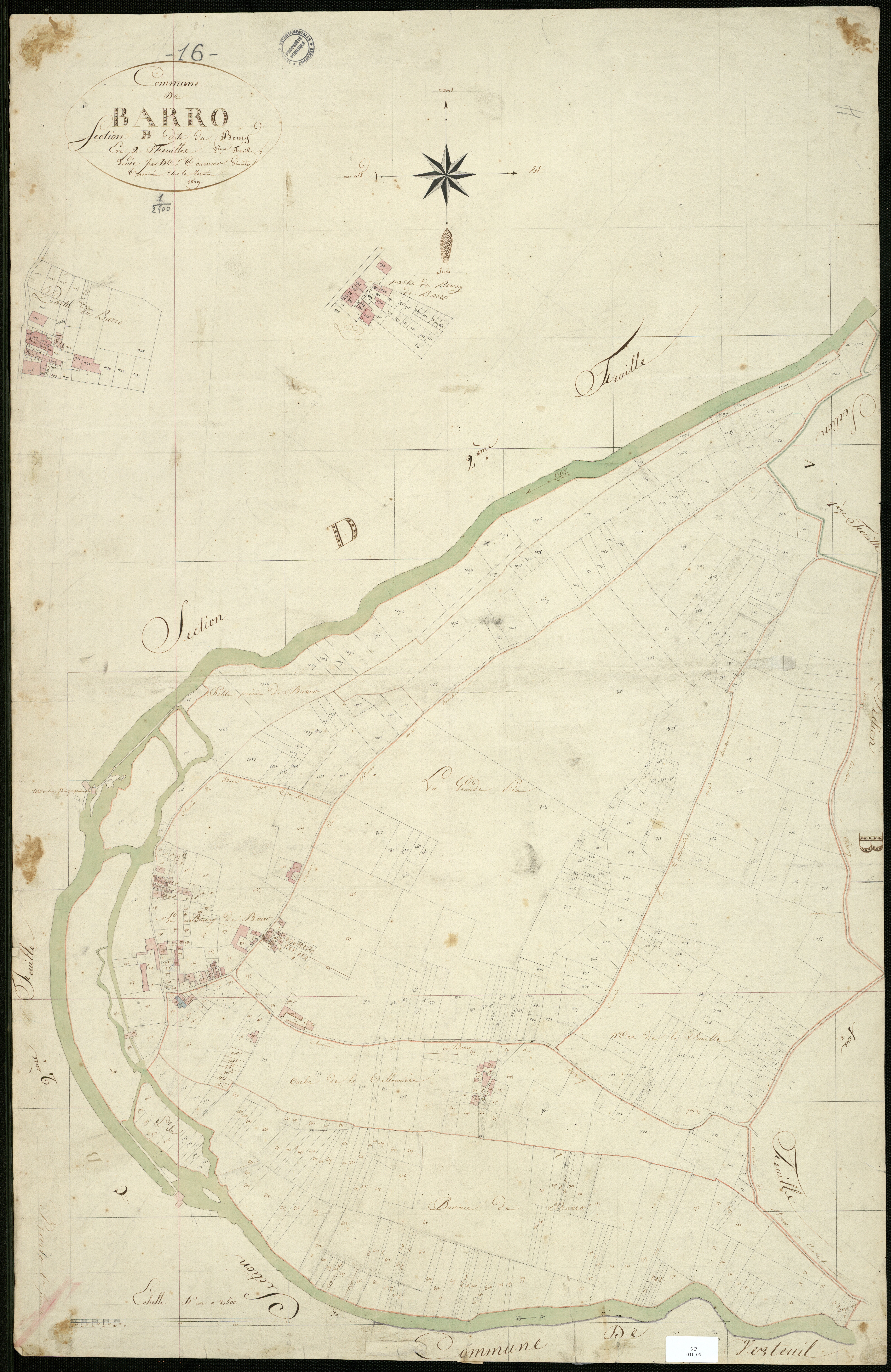 Barro - 3 P 31/5 - Section B dite du Bourg. Feuille 2.  | 1819
