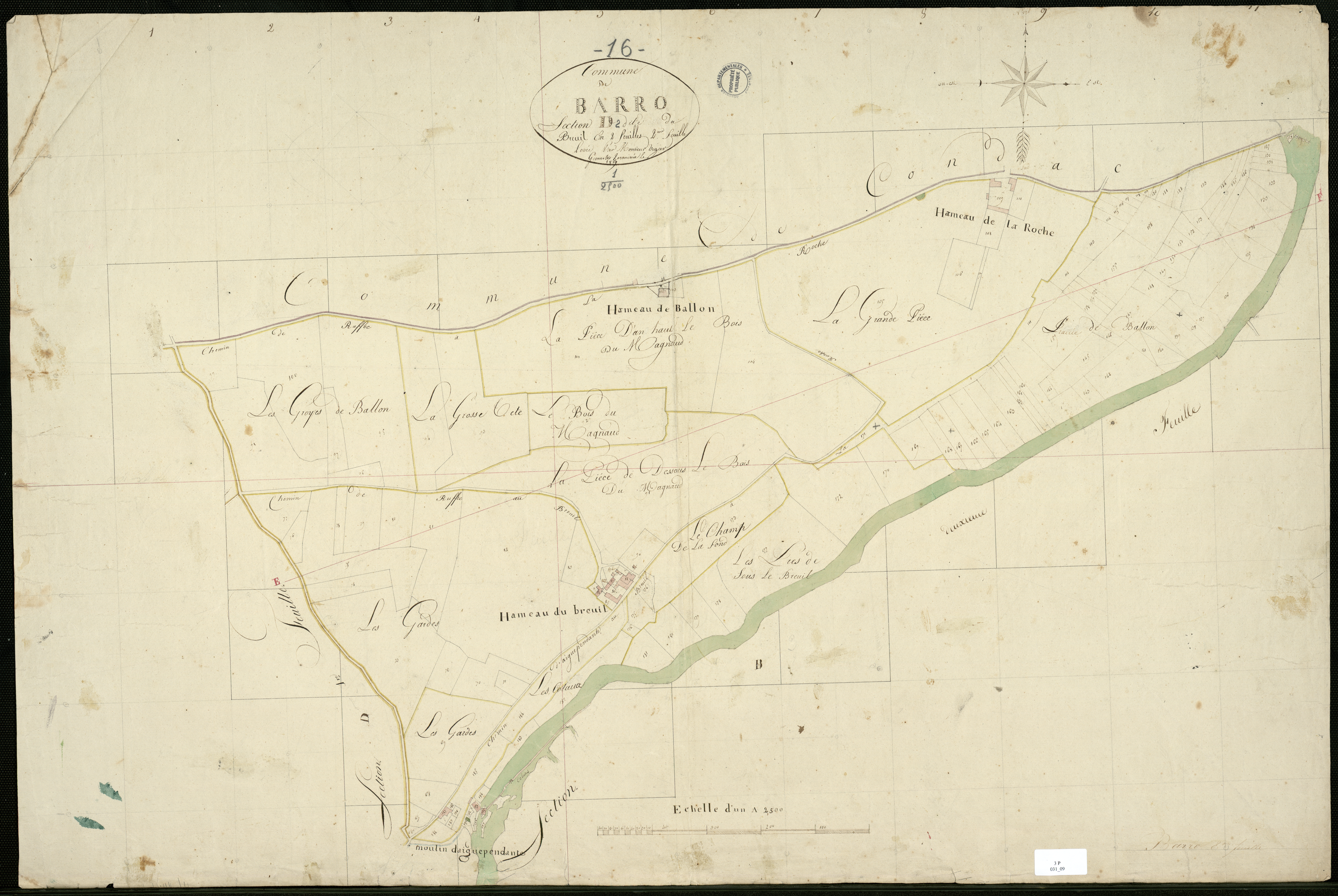 Barro - 3 P 31/9 - Section D dite du Breuil. Feuille 2.  | 1819
