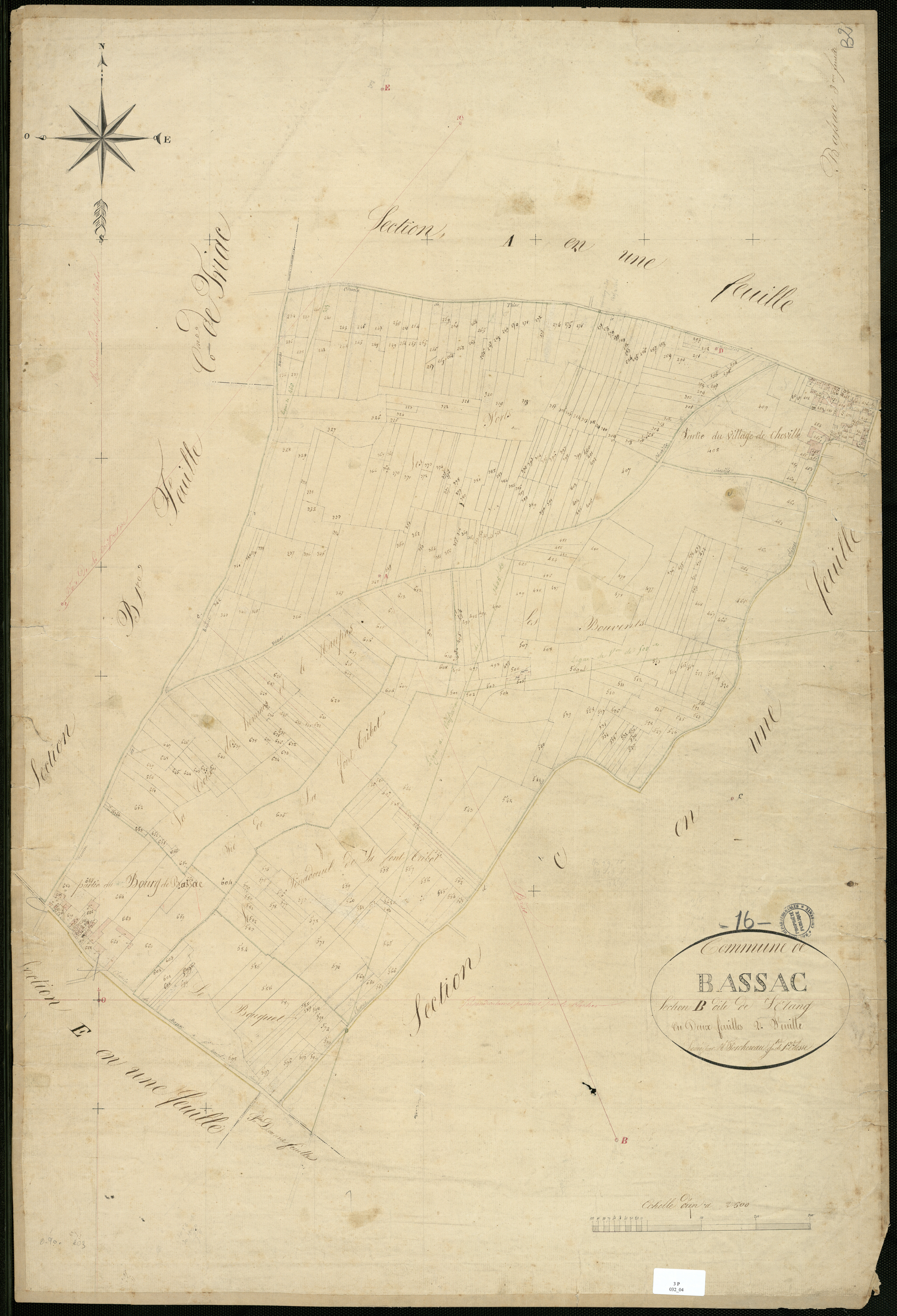 Bassac - 3 P 32/4 - Section B dite de l'Etang. Feuille 2.  | 1829