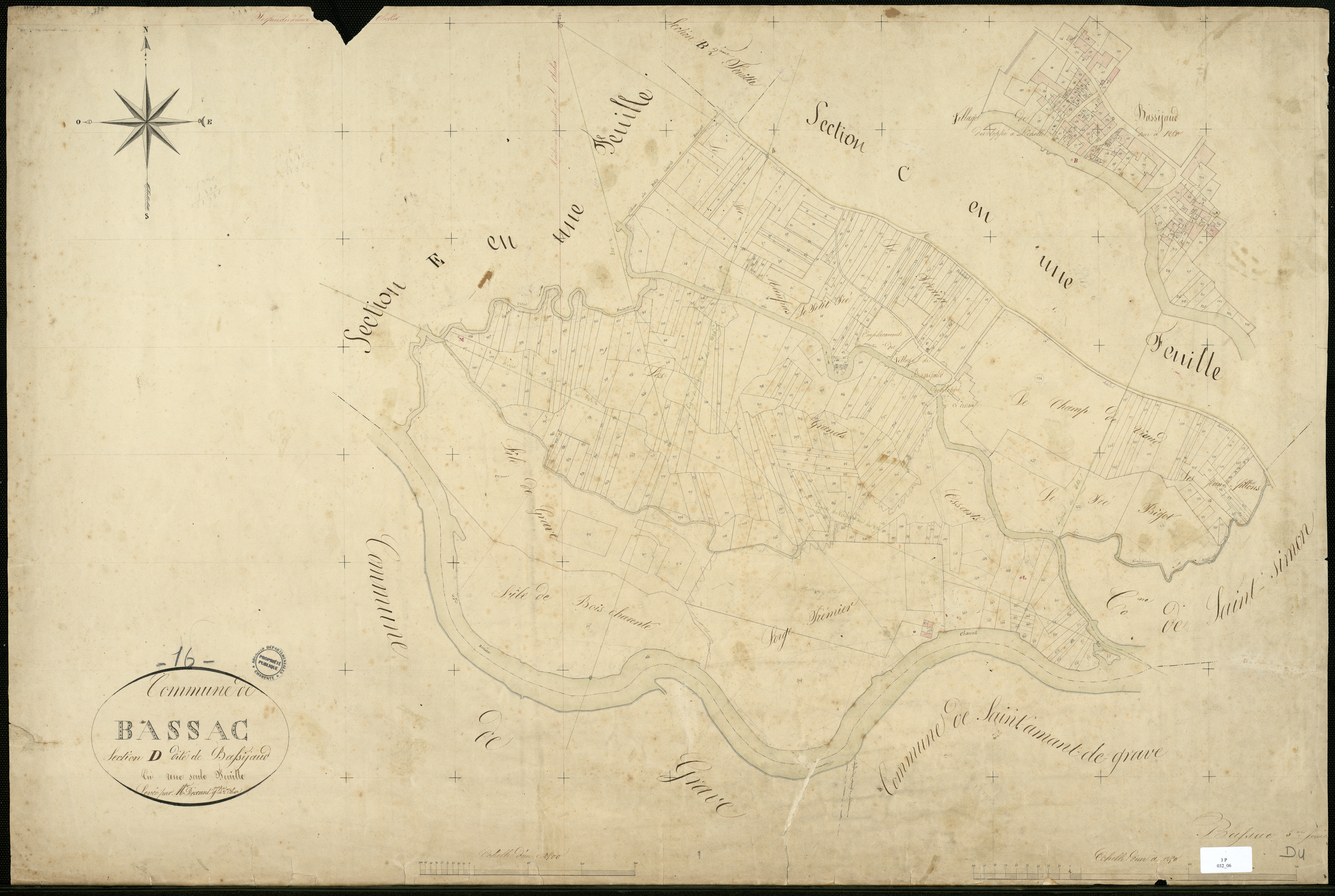 Bassac - 3 P 32/6 - Section D dite de Bassijaud. Feuille 1.  | 1829