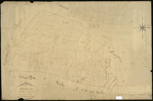 Bassac - 3 P 32/2 - Section A dite des Grands-Lacs. Feuille 1.  | 1829