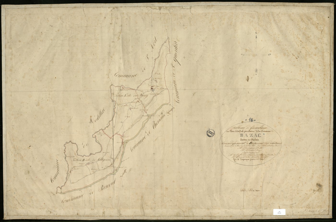 Bazac - 3 P 34/1 - Tableau d'assemblage.  | 1835