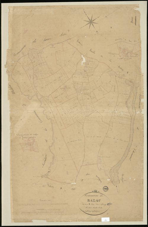 Bazac - 3 P 34/3 - Section A dite du Bourg. Feuille 2.  | 1835