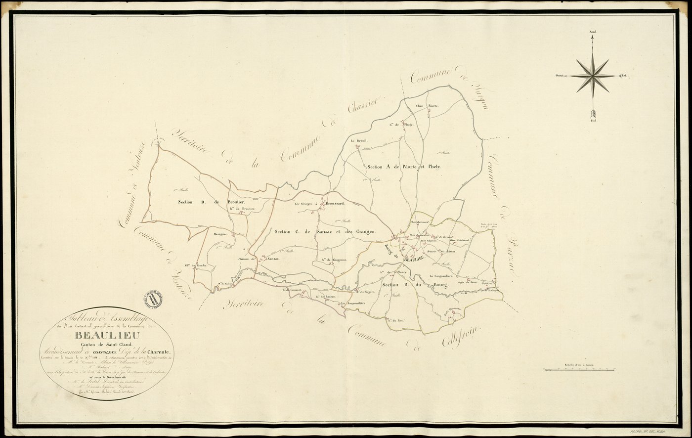 Beaulieu-sur-Sonnette - 3 P 35/AC1 - Tableau d'assemblage  | 1810