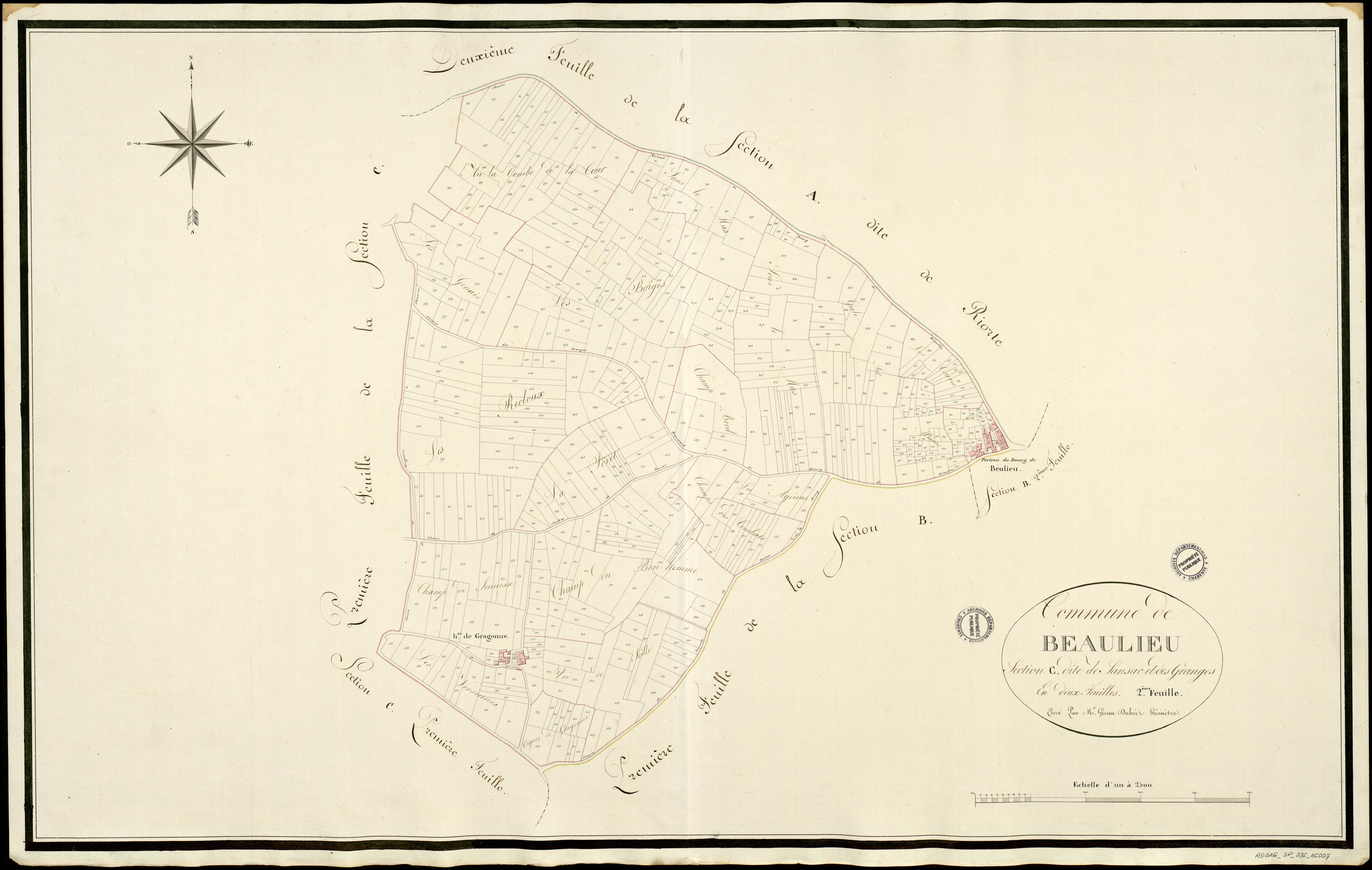 Beaulieu-sur-Sonnette - 3 P 35/AC7 - Section C dite Sansac et des Granges | 1814