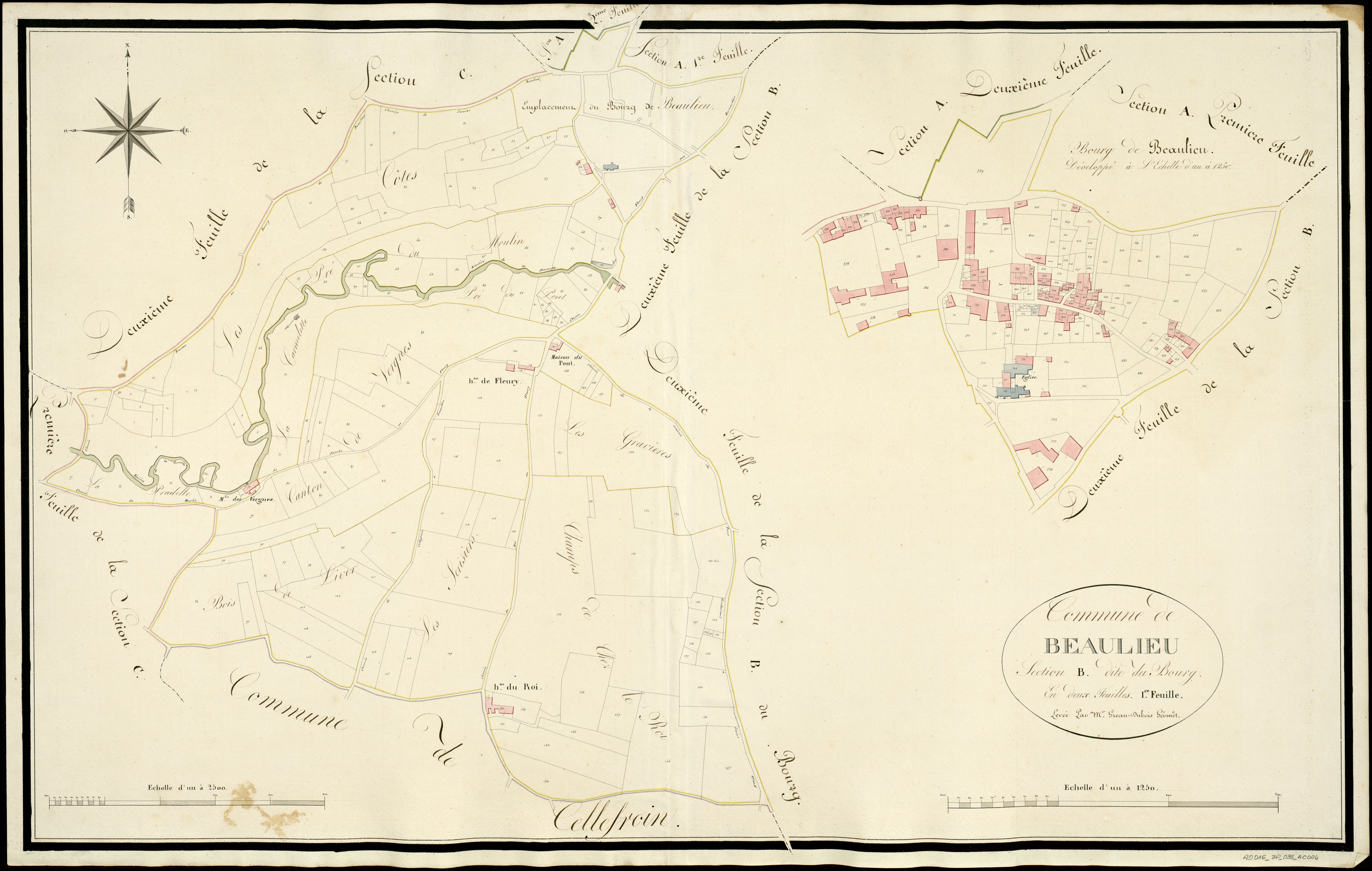 Beaulieu-sur-Sonnette - 3 P 35/AC4 - Section B dite du Bourg | 1814