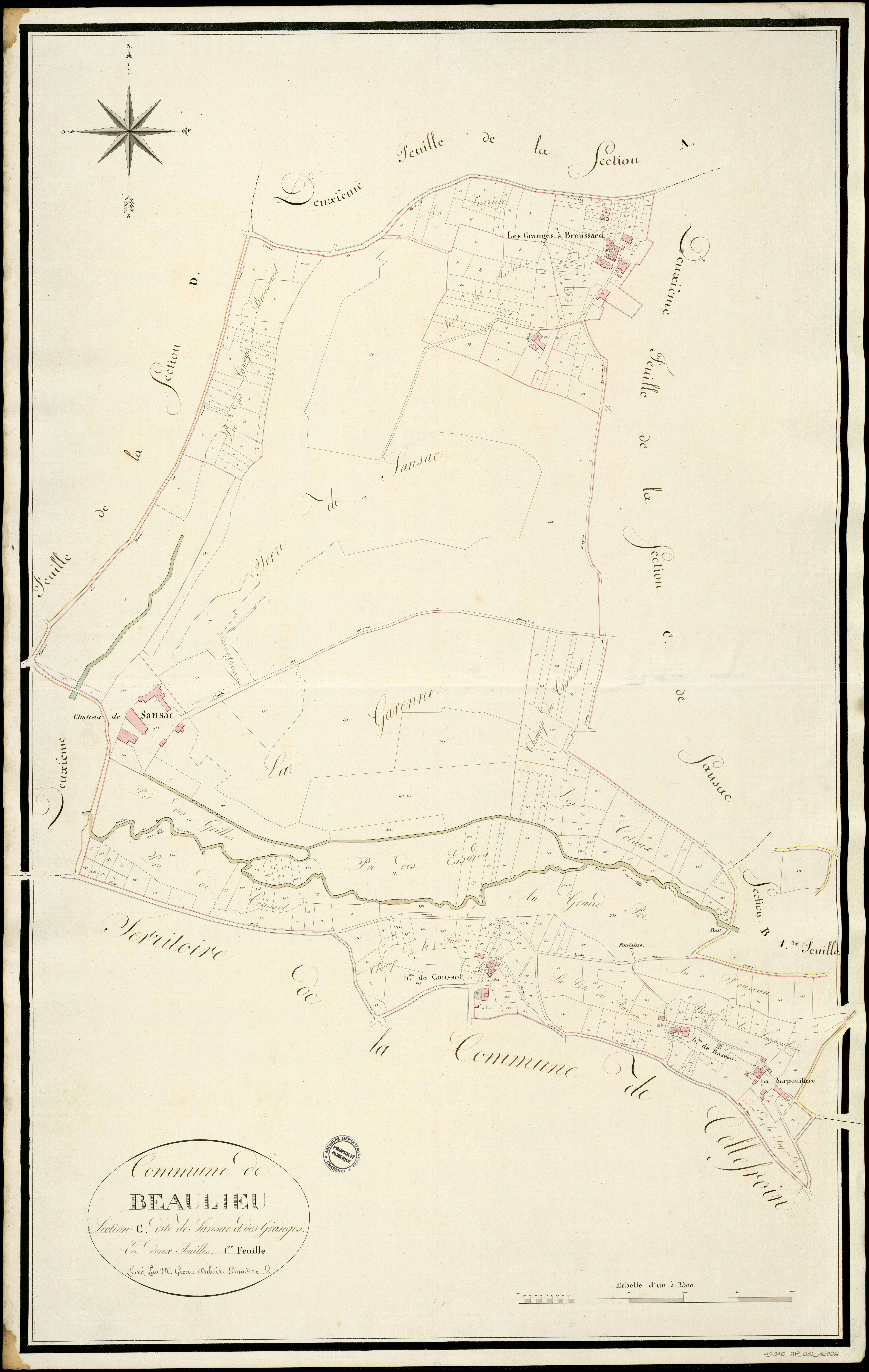 Beaulieu-sur-Sonnette - 3 P 35/AC6 - Section C dite Sansac et des Granges | 1814