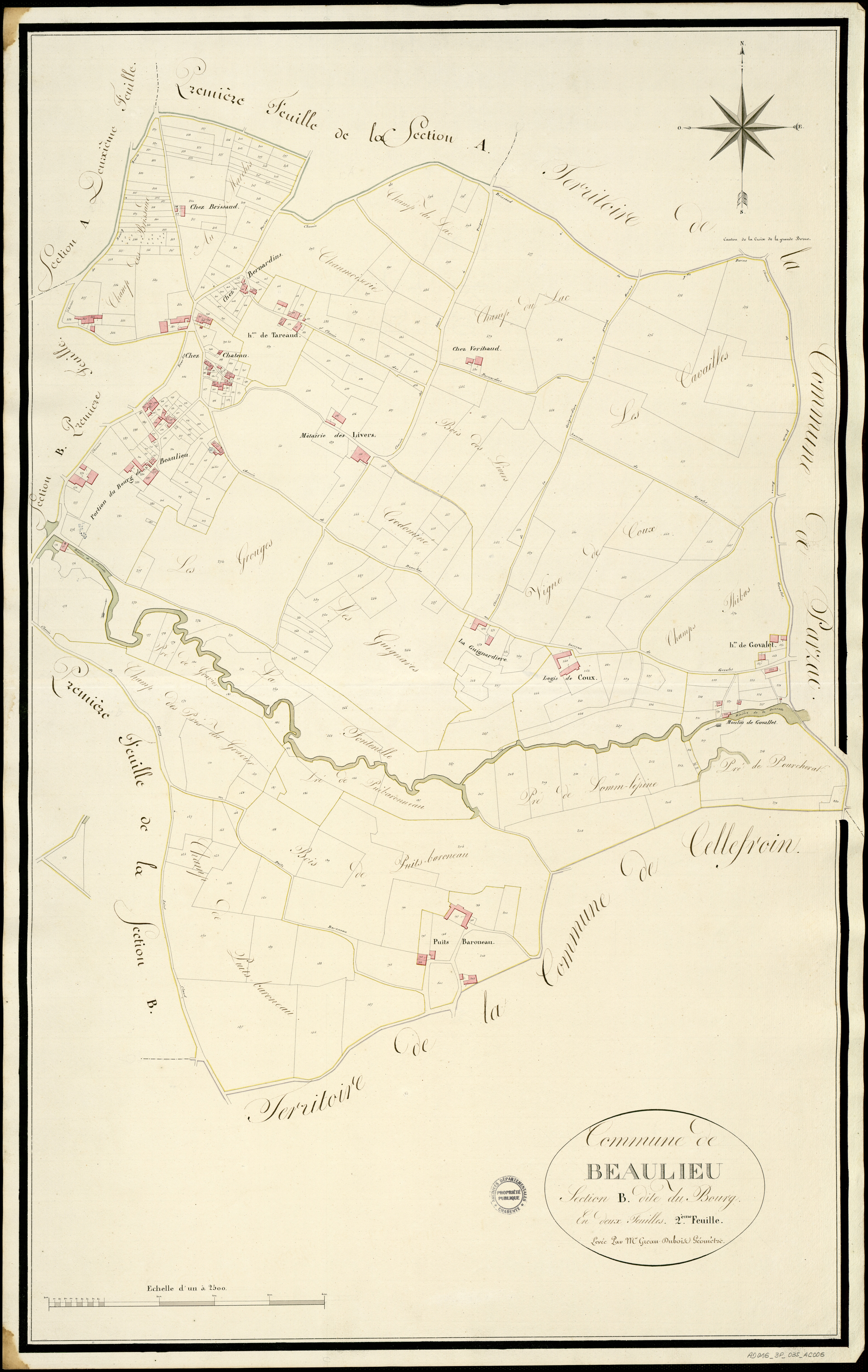 Beaulieu-sur-Sonnette - 3 P 35/AC5 - Section B dite du Bourg | 1814