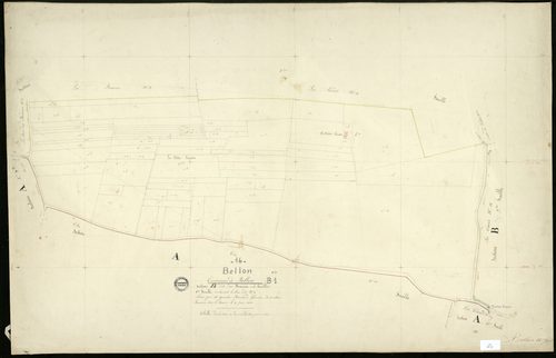 Bellon - 3 P 37/16 - Section B dite des Beauries. Feuille 1.  | 1838
