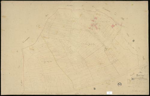 Bellon - 3 P 37/18 - Section B dite des Beauries. Feuille 3.  | 1838