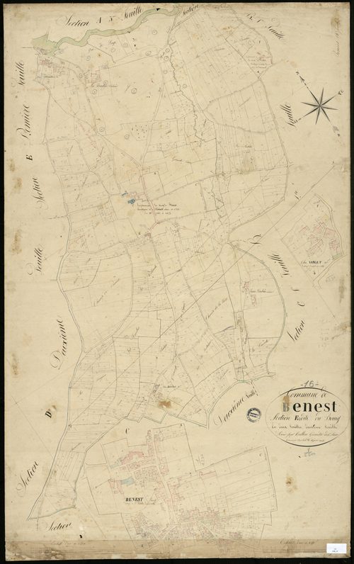 Benest - 3 P 38/15 - Section E dite du Bourg. Feuille 2.  | 1835