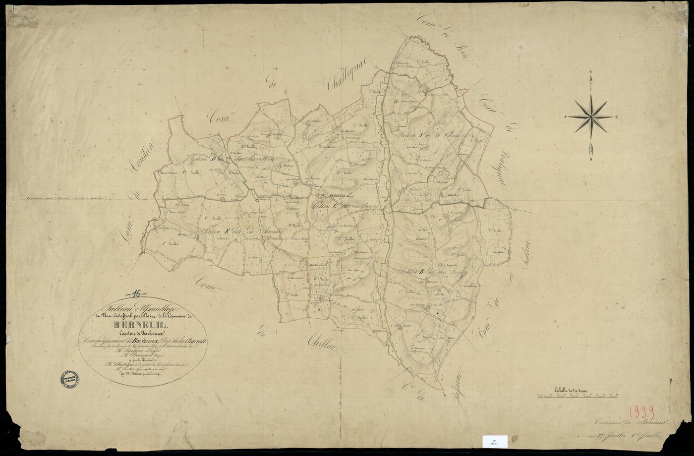 Berneuil - 3 P 40/1 - Tableau d'assemblage.  | 1848