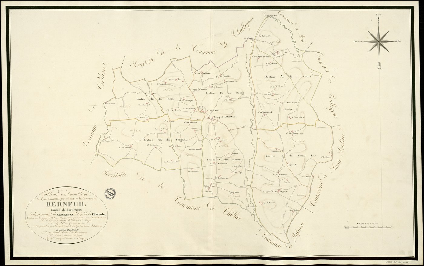 Berneuil - 3 P 40/AC1 - Tableau d'assemblage  | 1814