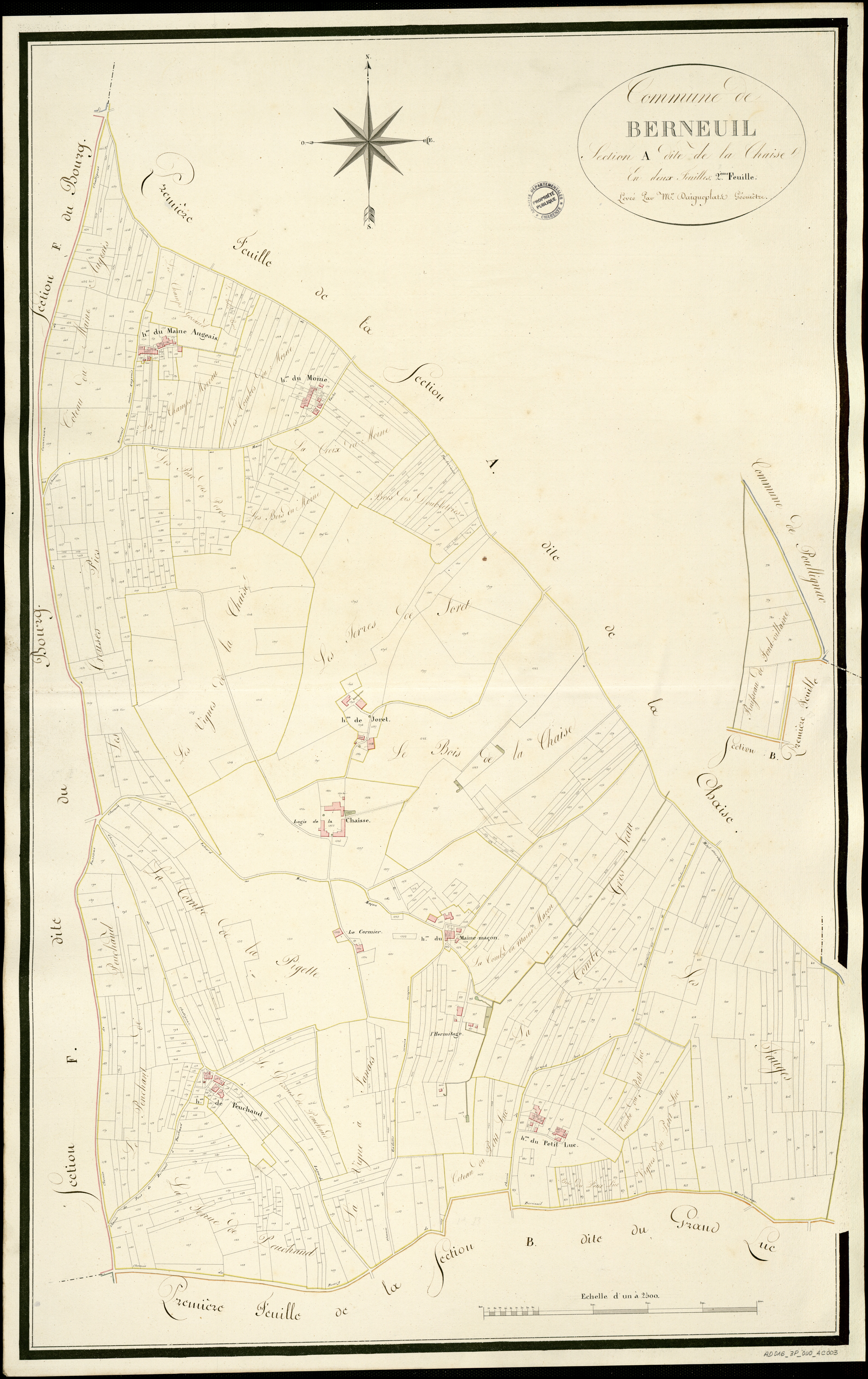 Berneuil - 3 P 40/AC3 - Section A dite de la Chaise  | 1814