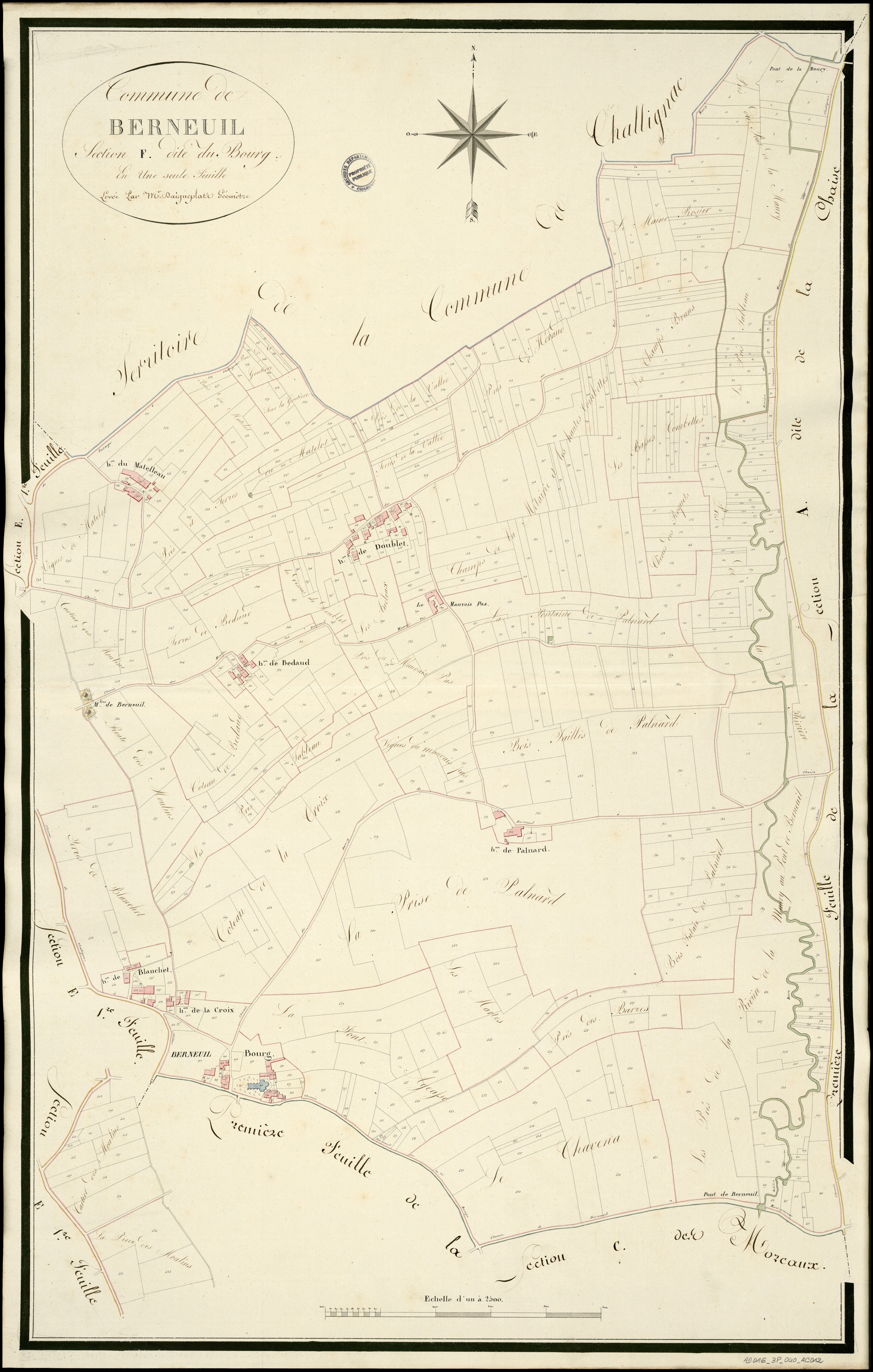 Berneuil - 3 P 40/AC12 - Section F dite de Bourg  | 1814