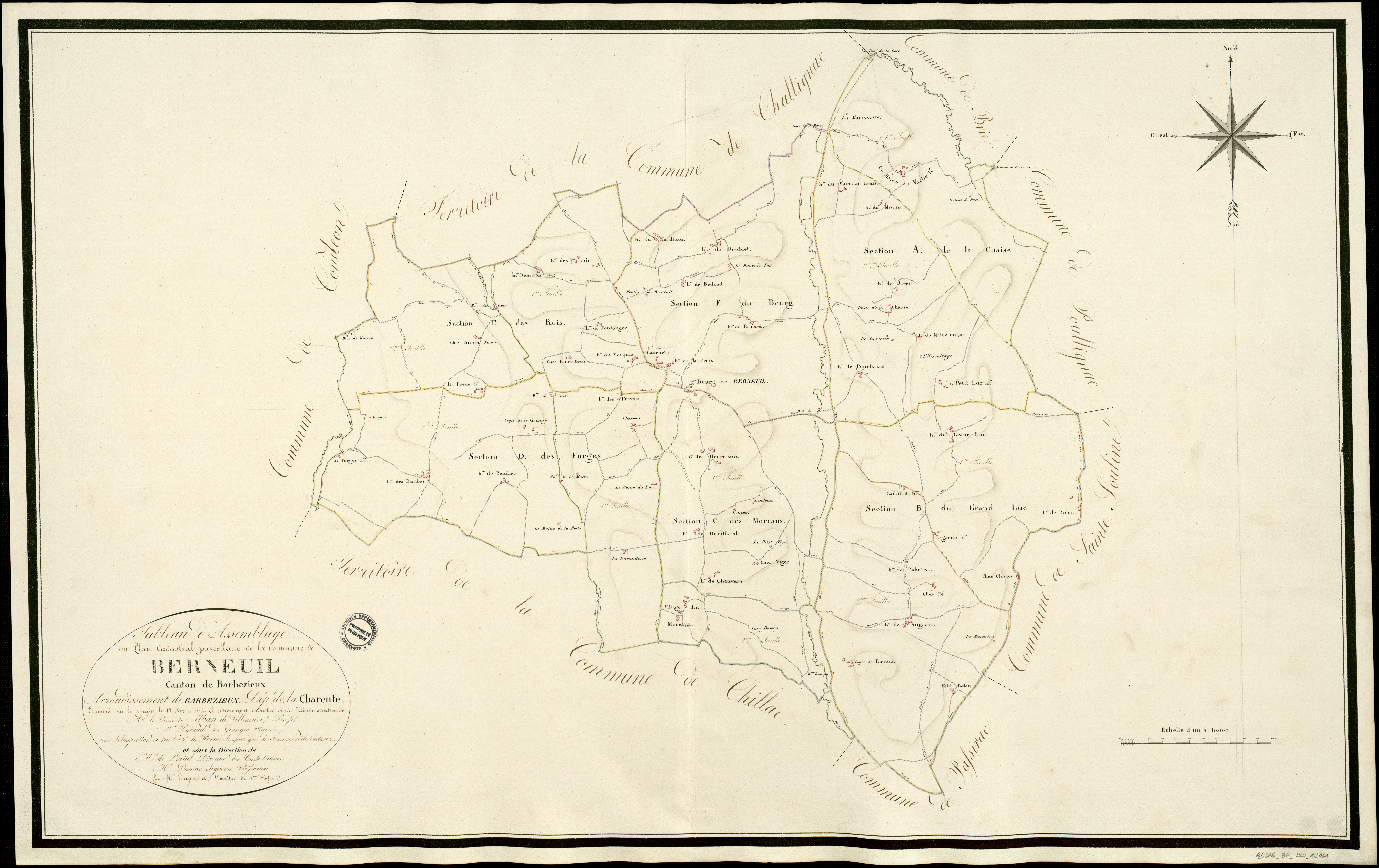 Berneuil - 3 P 40/AC1 - Tableau d'assemblage  | 1814