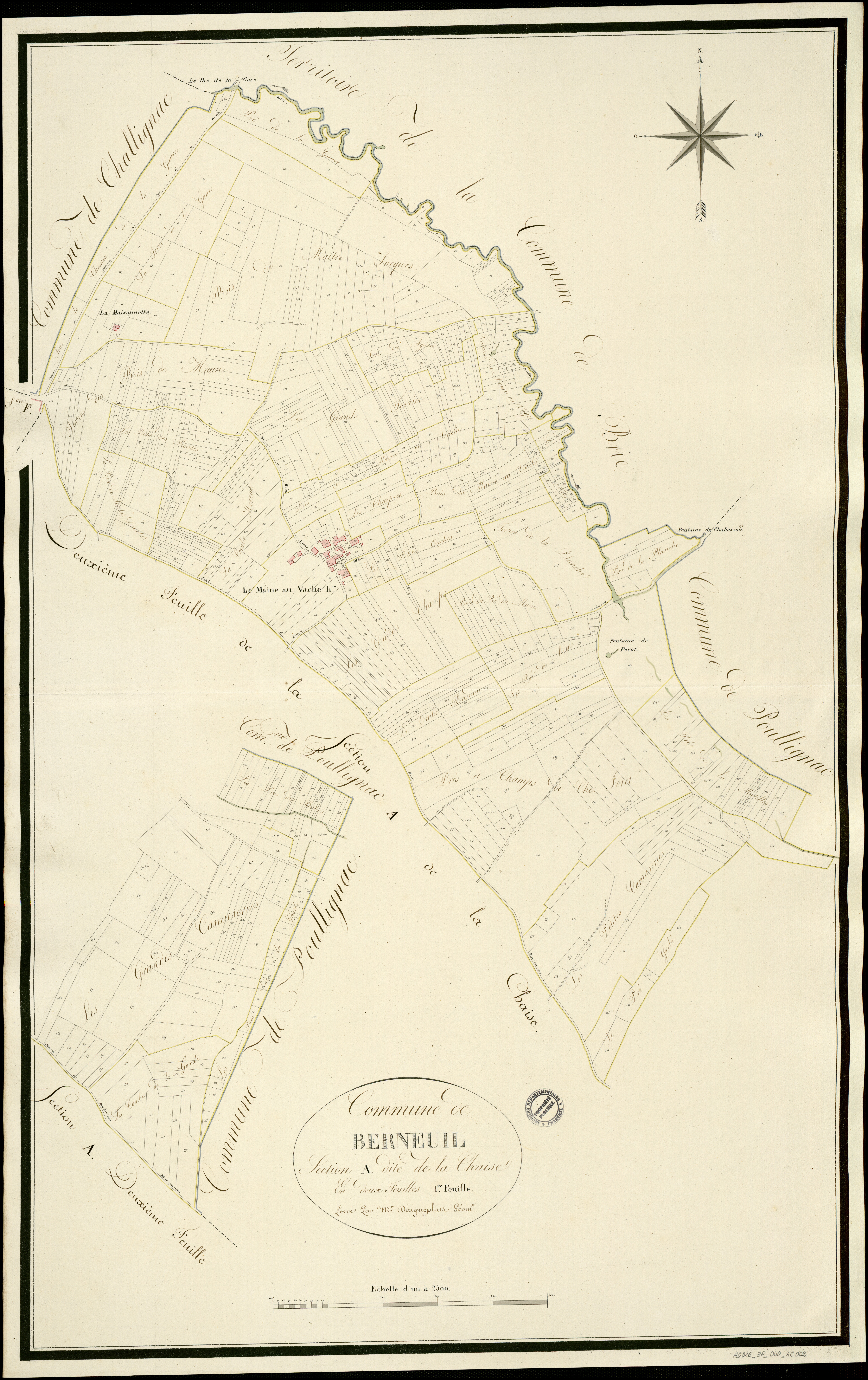 Berneuil - 3 P 40/AC2 - Section A dite de la Chaise  | 1814