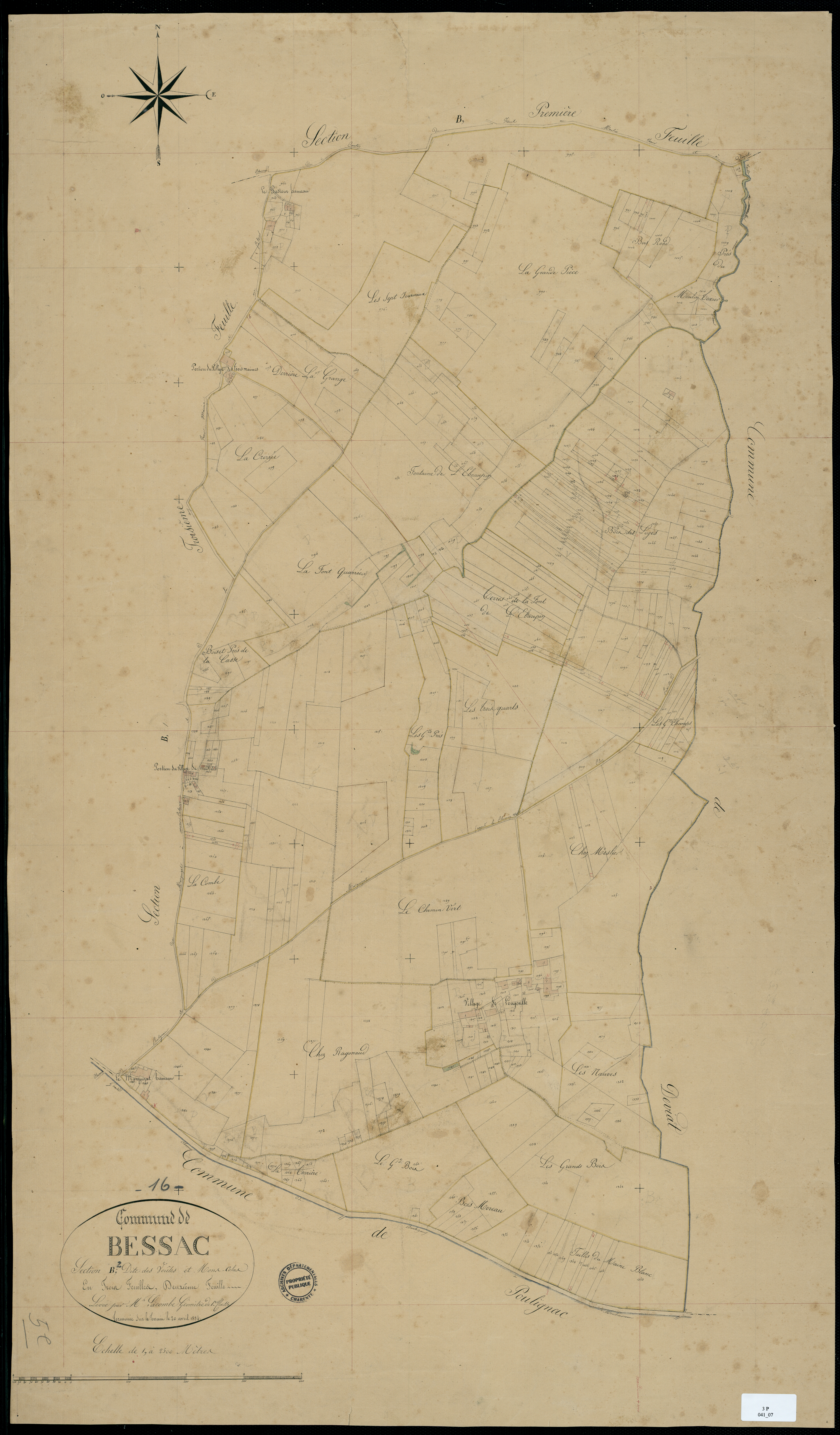 Bessac - 3 P 41/7 - Section B dite des Voûtes et Mons Colas. Feuille 3.  | 1834