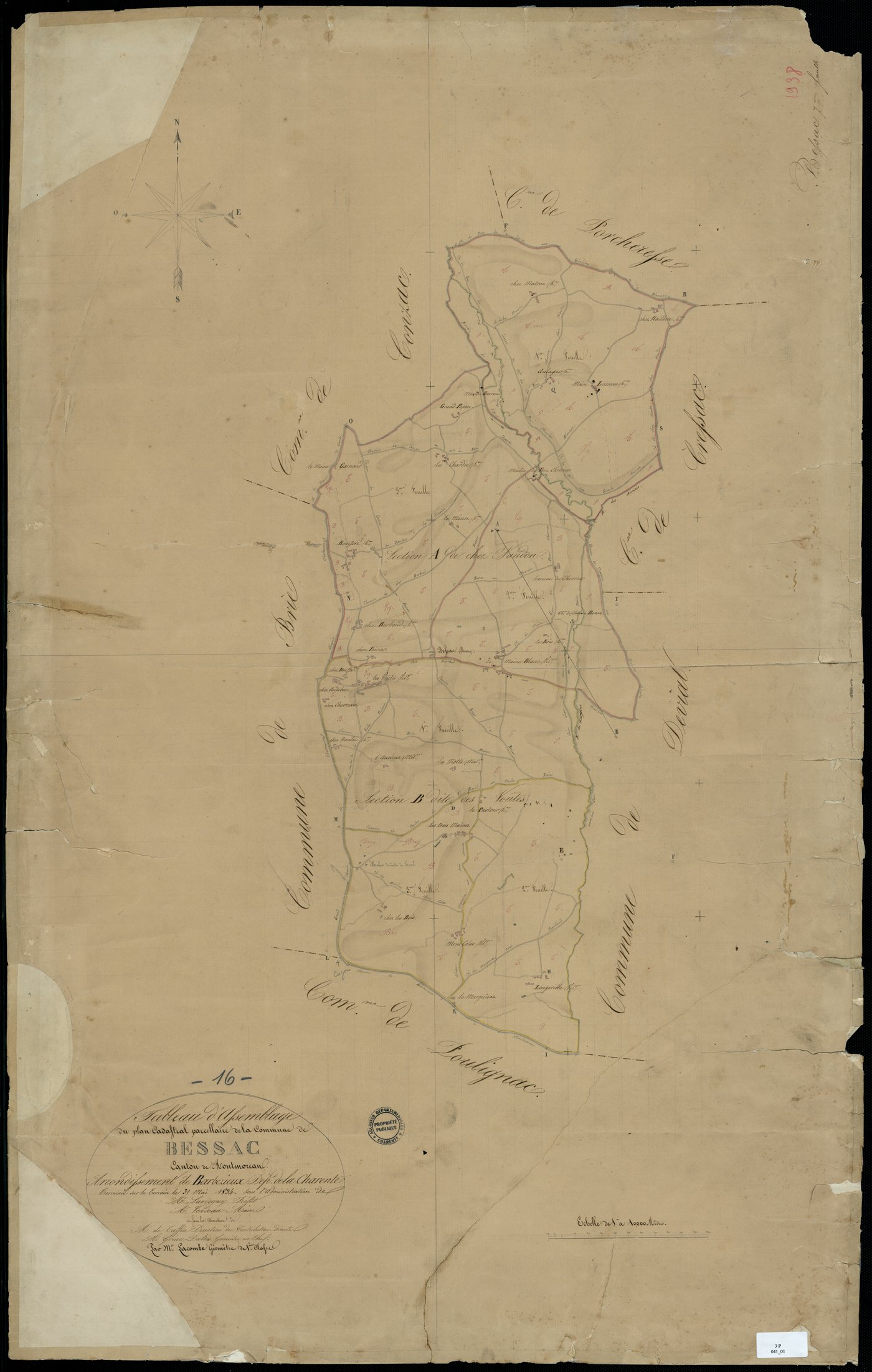 Bessac - 3 P 41/1 - Tableau d'assemblage.  | 1834