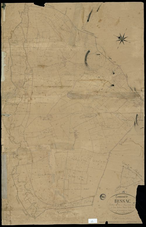 Bessac - 3 P 41/2 - Section A dite du Bourg et chez Naudon. Feuille 1.  | 1834