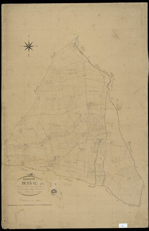 Bessac - 3 P 41/3 - Section A dite du Bourg et chez Naudon. Feuille 2.  | 1834
