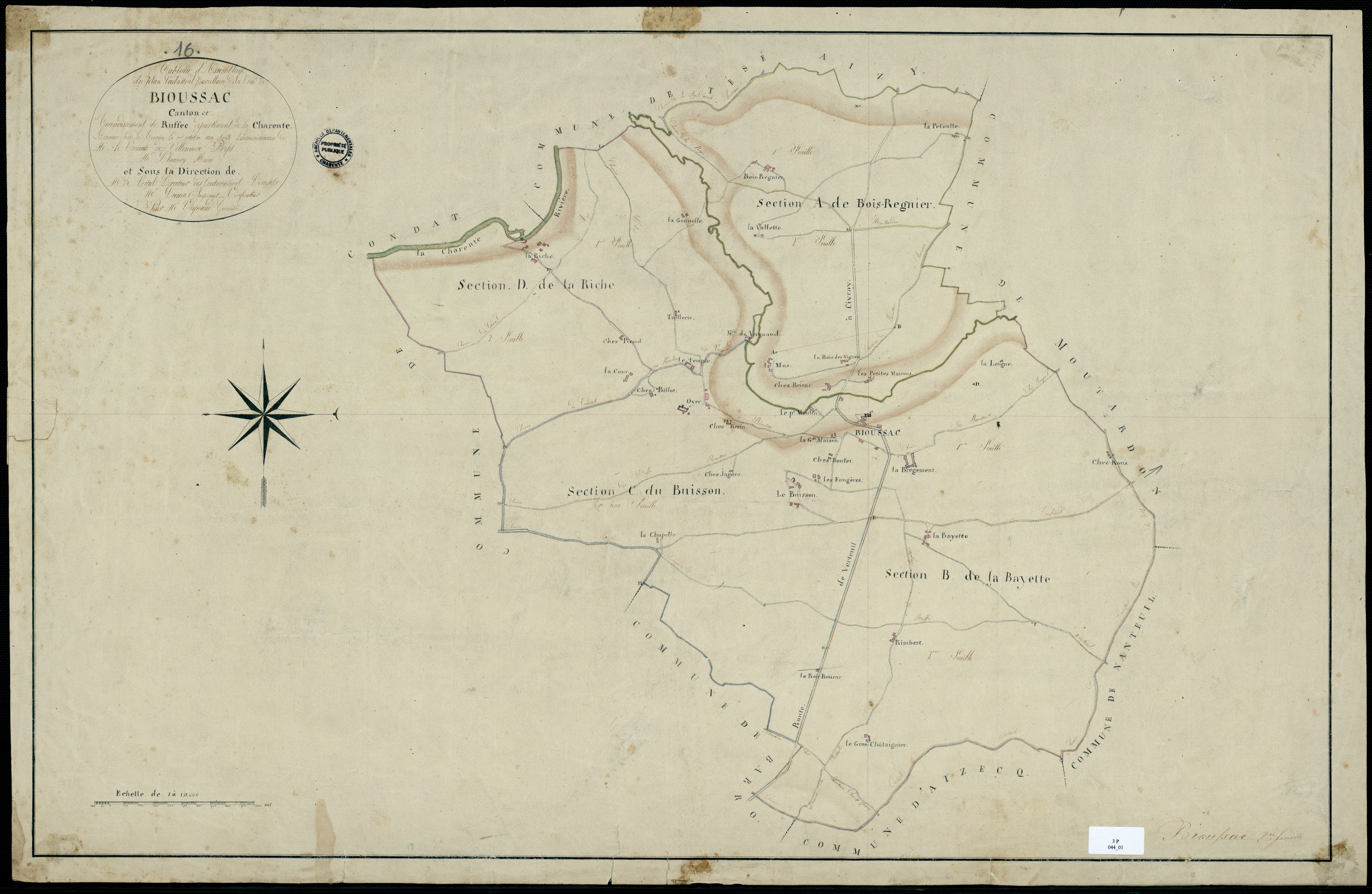 Bioussac - 3 P 44/1 - Tableau d'assemblage.  | 1819