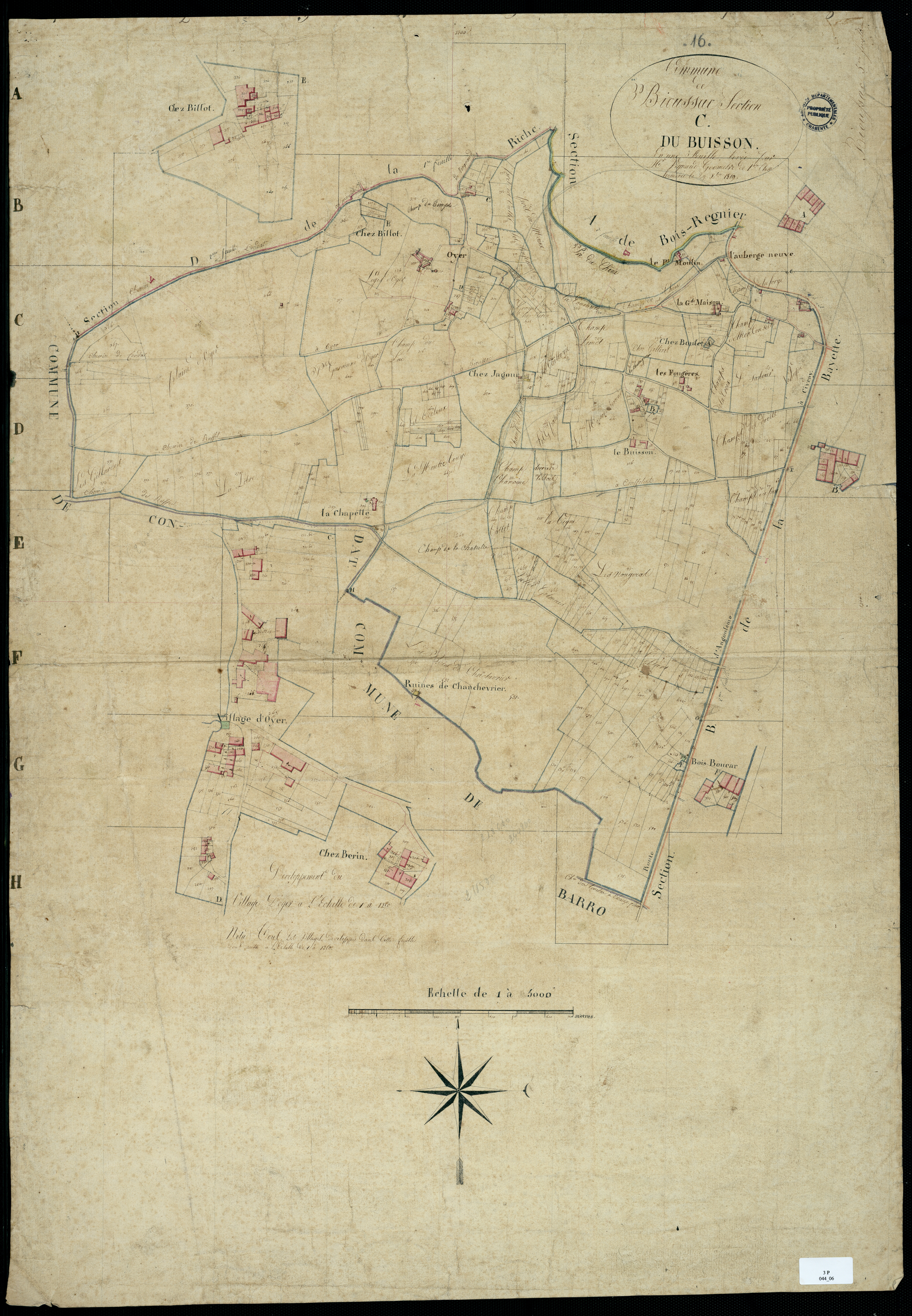 Bioussac - 3 P 44/6 - Section C dite du Buisson. Feuille 1.  | 1819