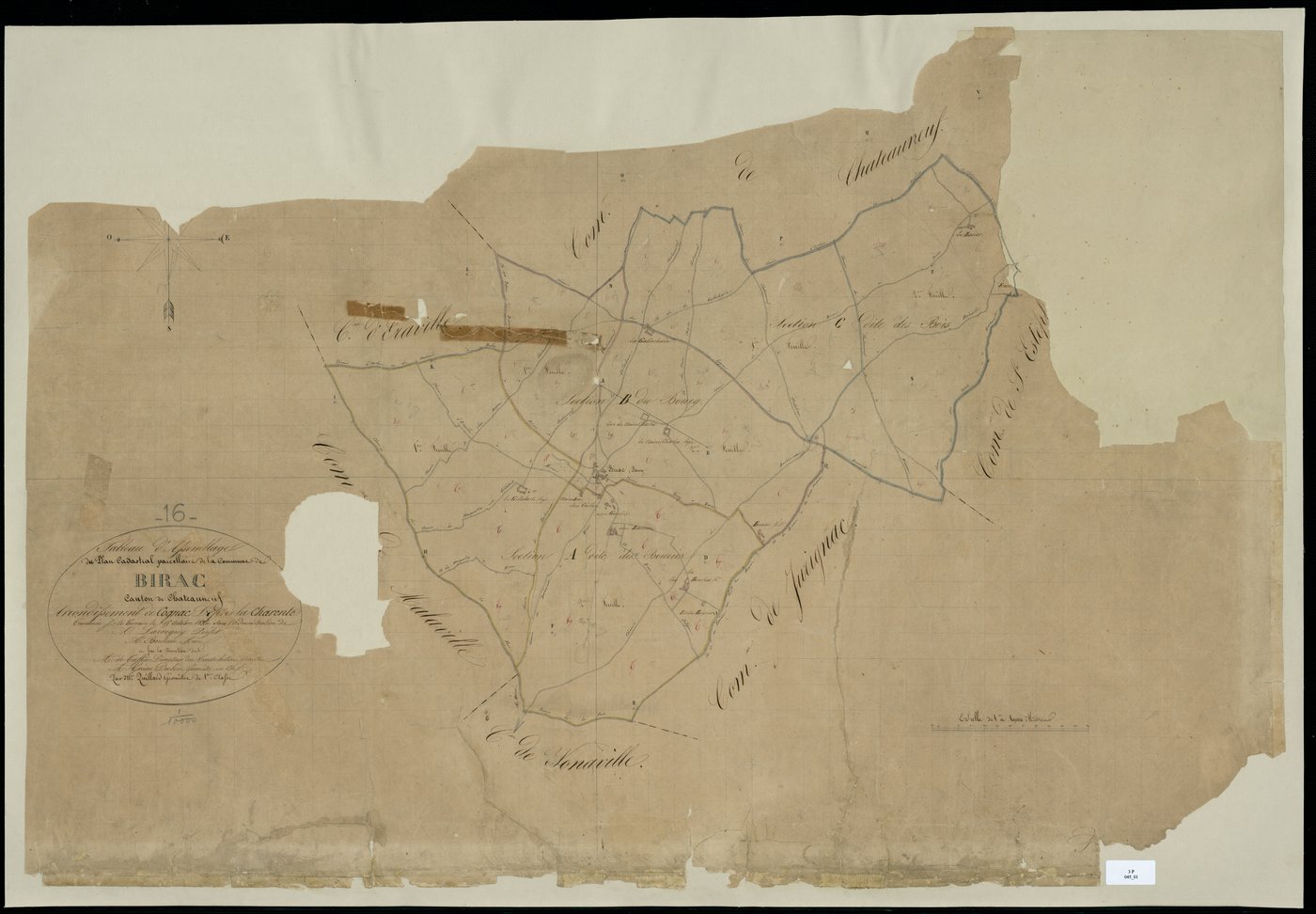 Birac - 3 P 45/1 - Tableau d'assemblage. Feuille 1.  | 1834