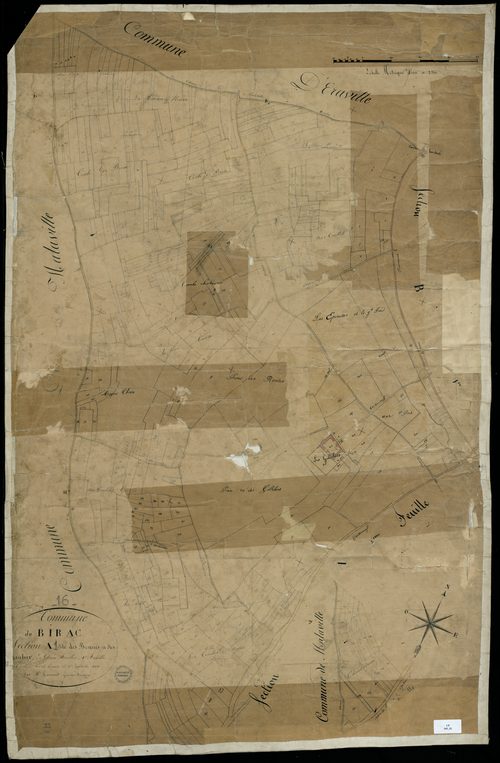 Birac - 3 P 45/2 - Section A dite Bouries et des Gautier . Feuille 1.  | 1834