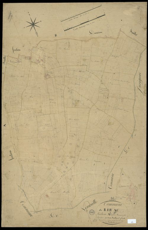 Birac - 3 P 45/3 - Section A dite des Bouries et des Gautiers. Feuille 2.  | 1834
