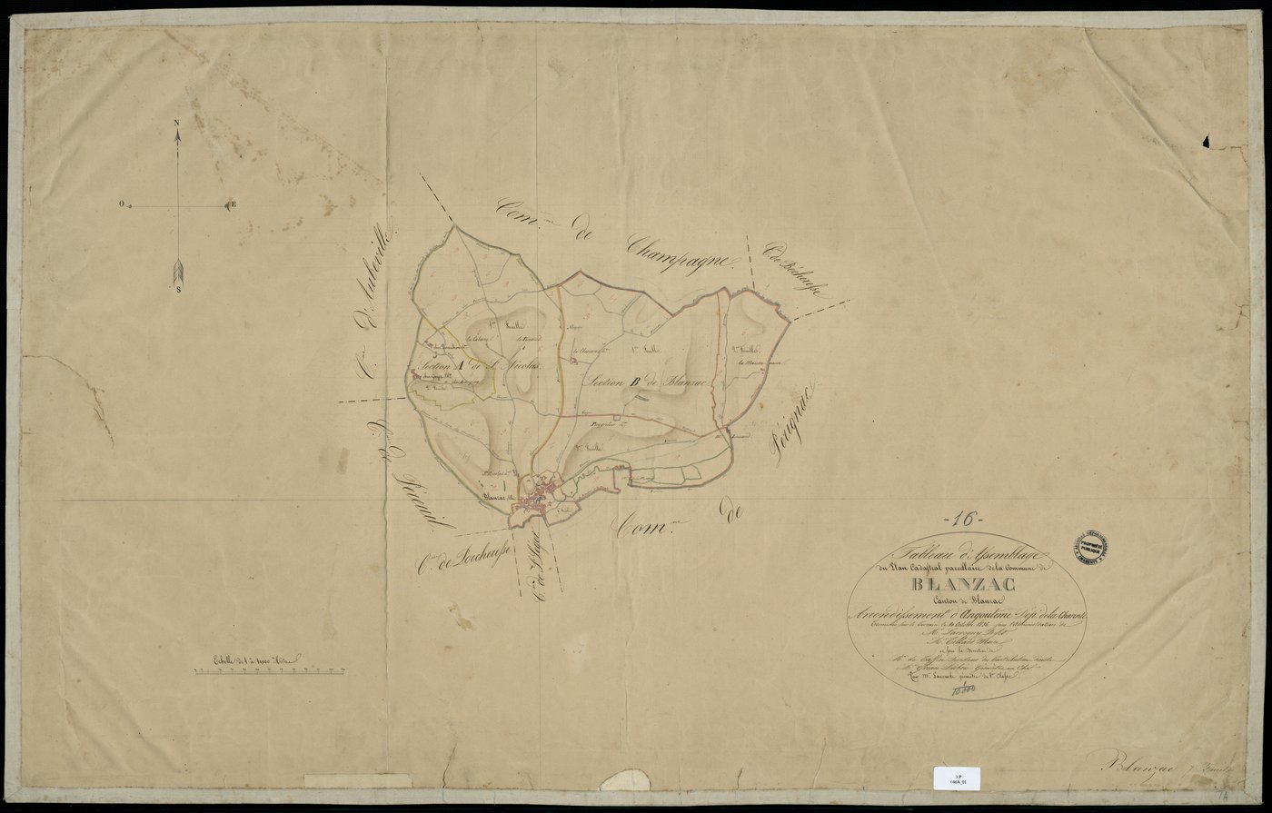 Blanzac-Porcheresse - 3 P 46A/1 - Tableau d'assemblage.  | 1836