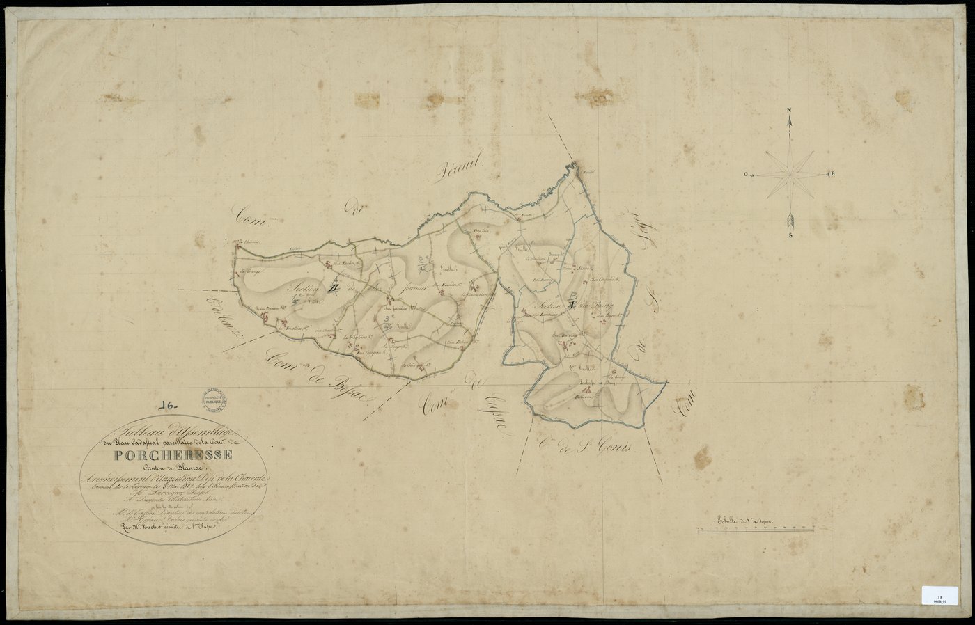 Blanzac-Porcheresse - 3 P 46B/1 - Tableau d'assemblage.  | 1837