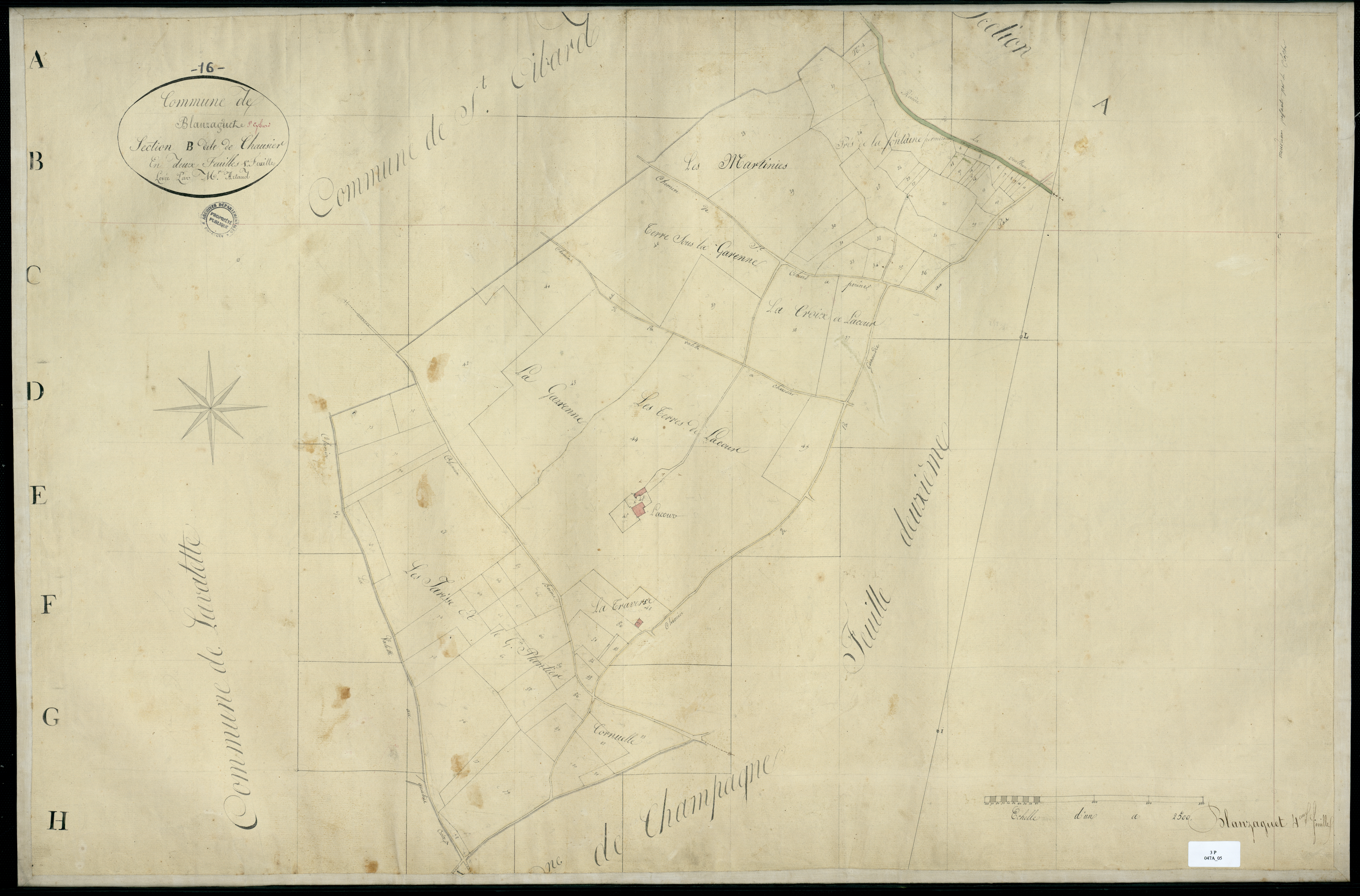 Blanzaguet-Saint-Cybard - 3 P 47A/5 - Section B dite de Chausier. Feuille 1.  | 1826