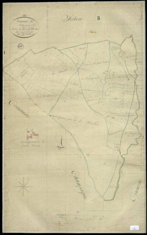 Blanzaguet-Saint-Cybard - 3 P 47A/7 - Section C dite la Maillerie, développement du village de La Grande Dénerie. Feuille 1.  | 1826