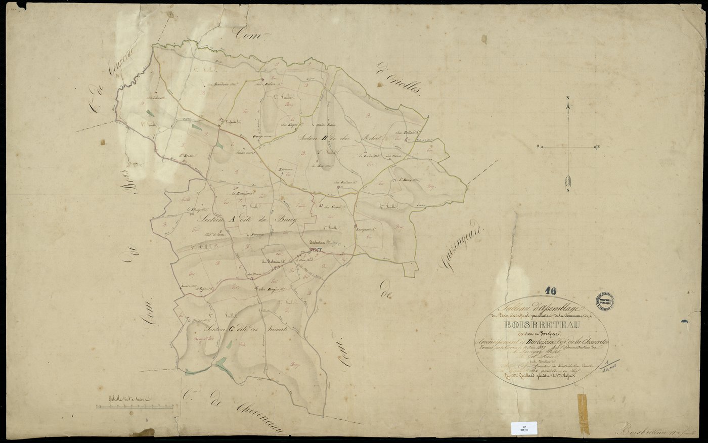 Boisbreteau - 3 P 48/1 - Tableau d'assemblage.  | 1837