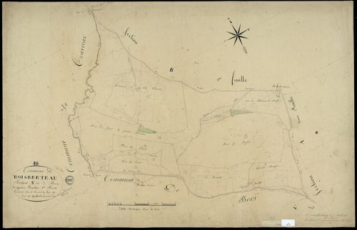 Boisbreteau - 3 P 48/2 - Section A dite du Bourg. Feuille 1.  | 1837
