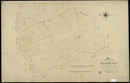 Boisbreteau - 3 P 48/3 - Section A dite du Bourg. Feuille 2.  | 1837