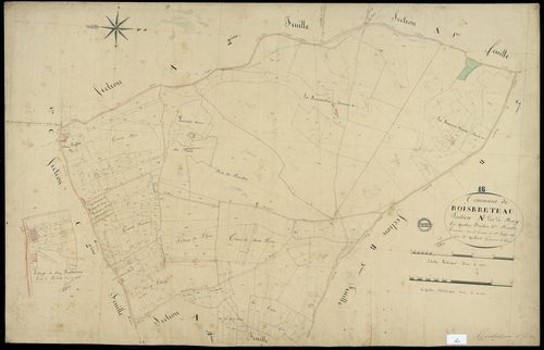 Boisbreteau - 3 P 48/4 - Section A dite du Bourg. Feuille 3.  | 1837