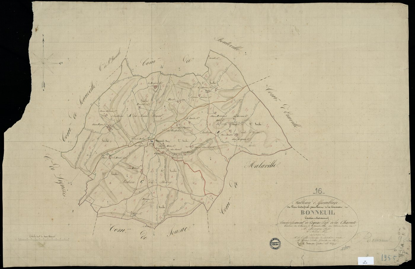 Bonneuil - 3 P 50/1 - Tableau d'assemblage.  | 1834