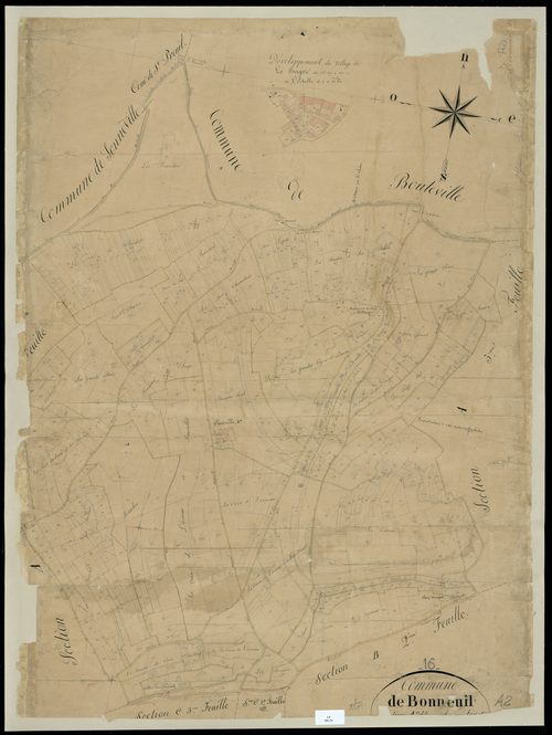 Bonneuil - 3 P 50/3 - Section A dite du Maine Fayat. Feuille 2.  | 1834