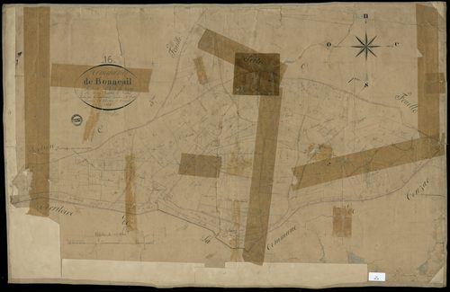 Bonneuil - 3 P 50/8 - Section C dite du Bourg. Feuille 2.  | 1834