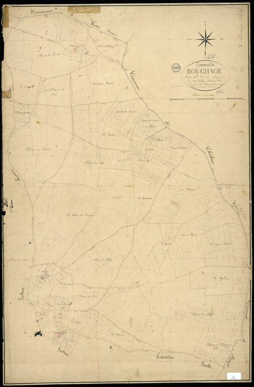 Le Bouchage - 3 P 54/6 - Section B dite du Bourg. Feuille 2.  | 1835